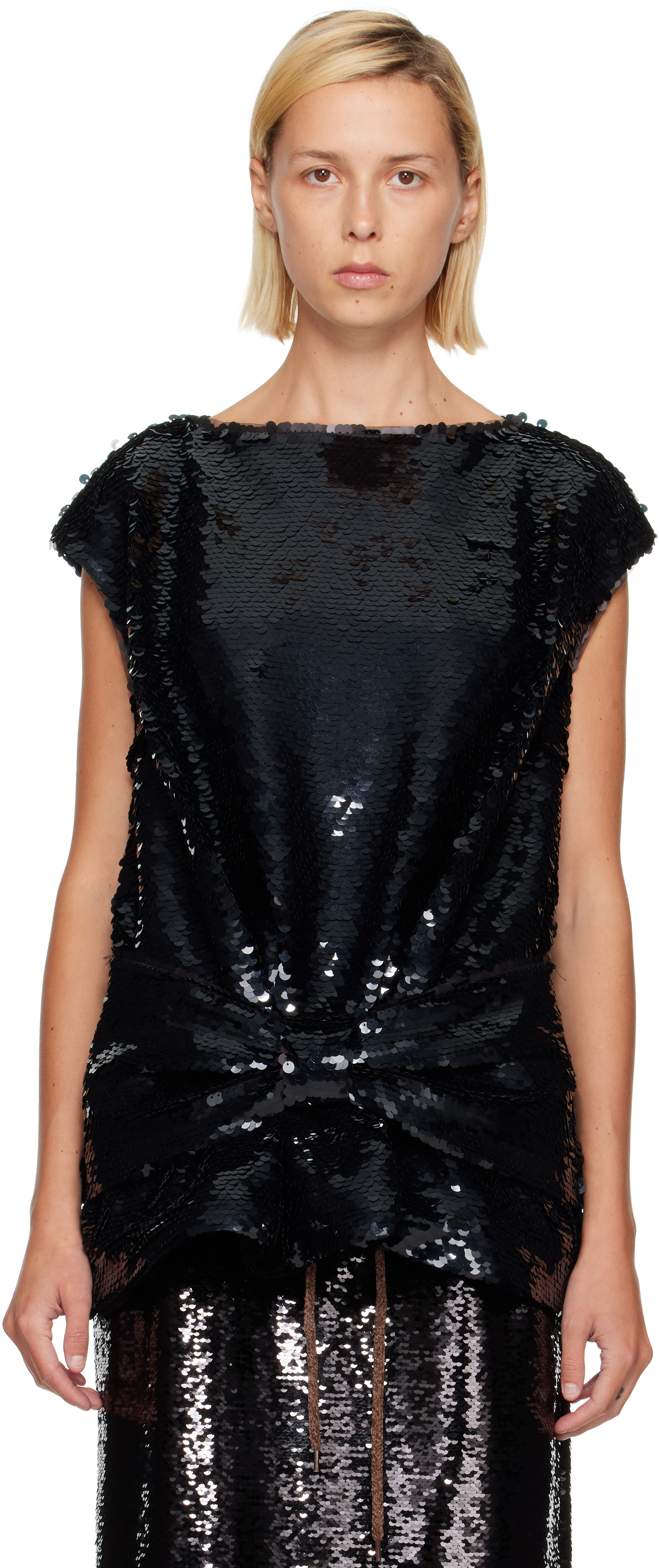 Simone Rocha - Chemisier droit noir à boucles
