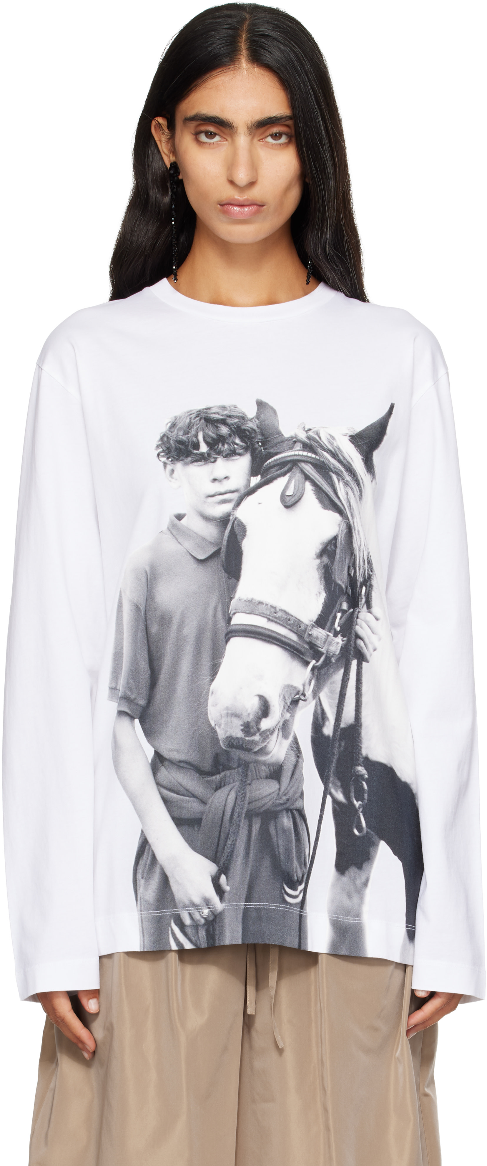 Simone Rocha: White 'Pony Kid' Print T-shirt | SSENSE