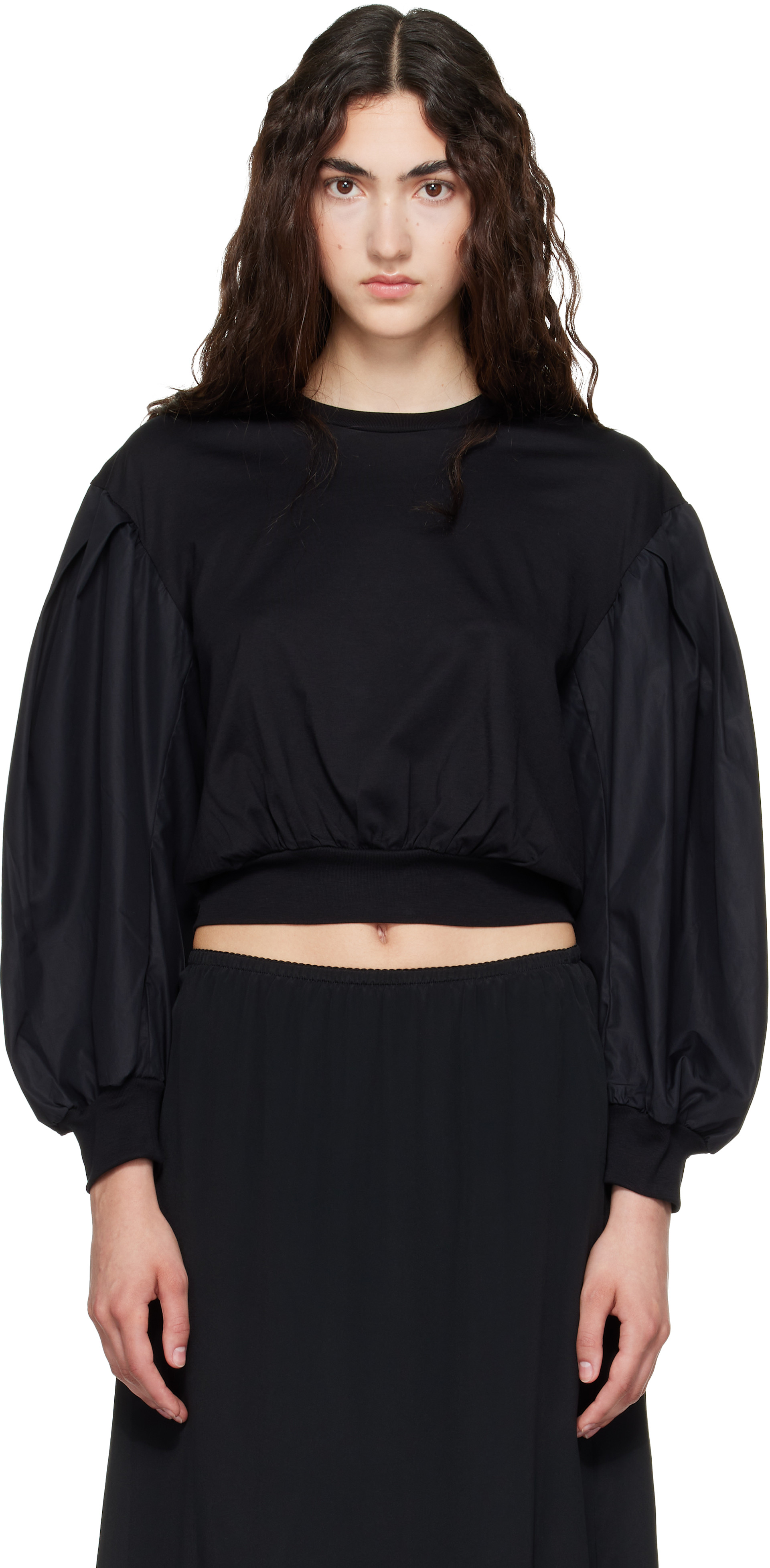 Simone Rocha: Black Puff Sleeve Balloon Long Sleeve T-shirt | SSENSE