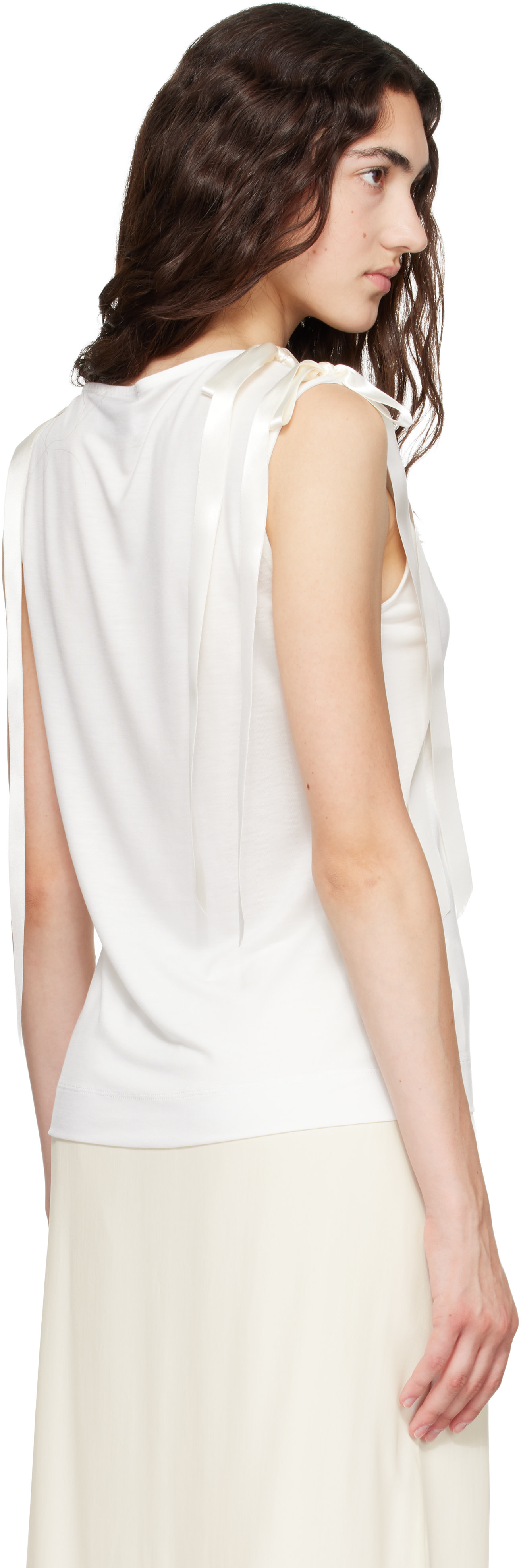 Simone Rocha: White Bow Ribbon Tail Tank Top | SSENSE