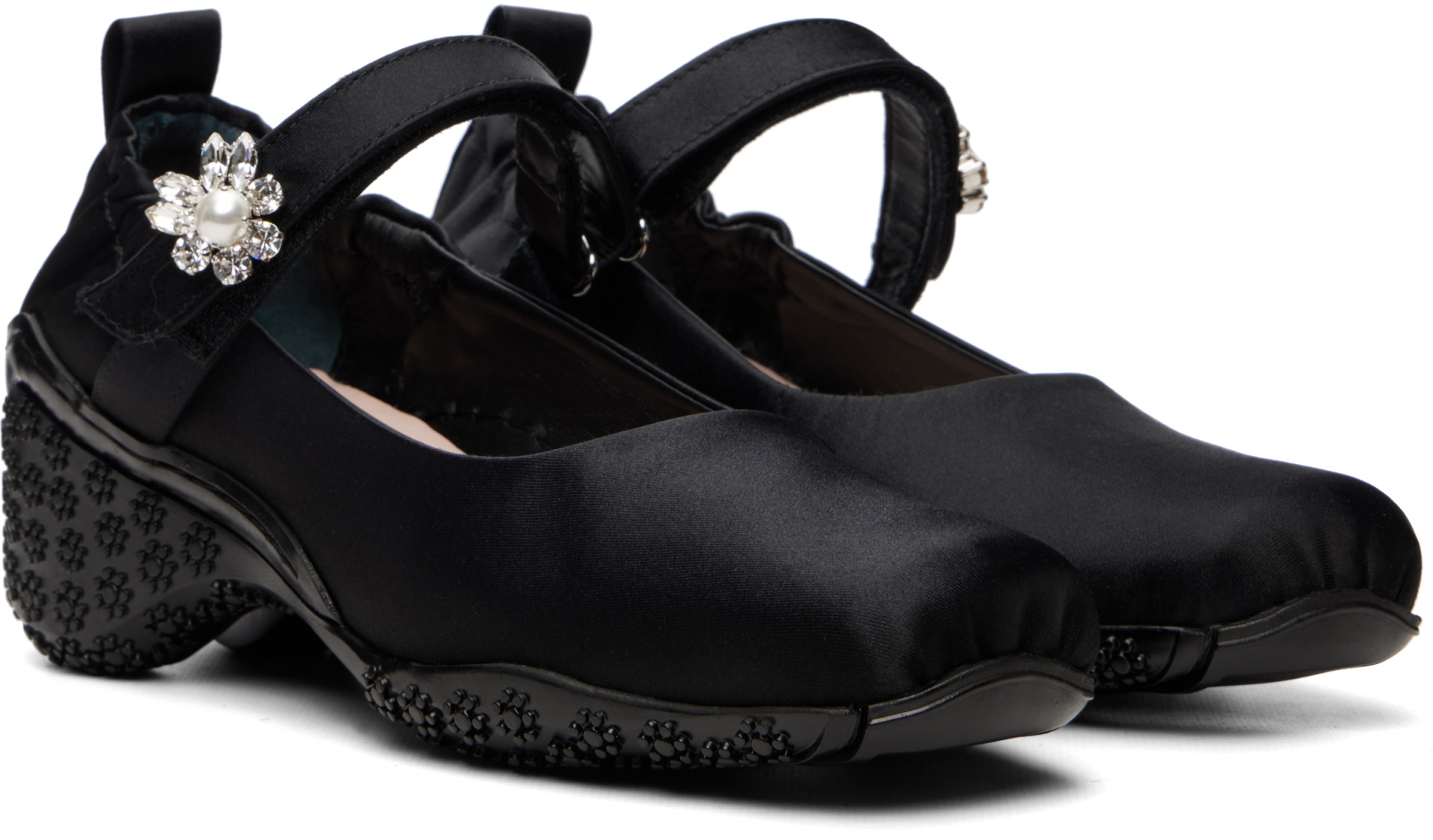 Simone Rocha - Flâneurs de course noirs en satin