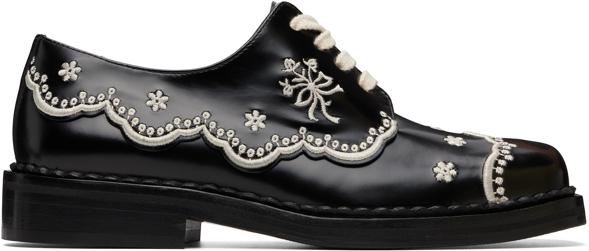 Simone Rocha - Derbys de style brogue noirs à motif fleuri
