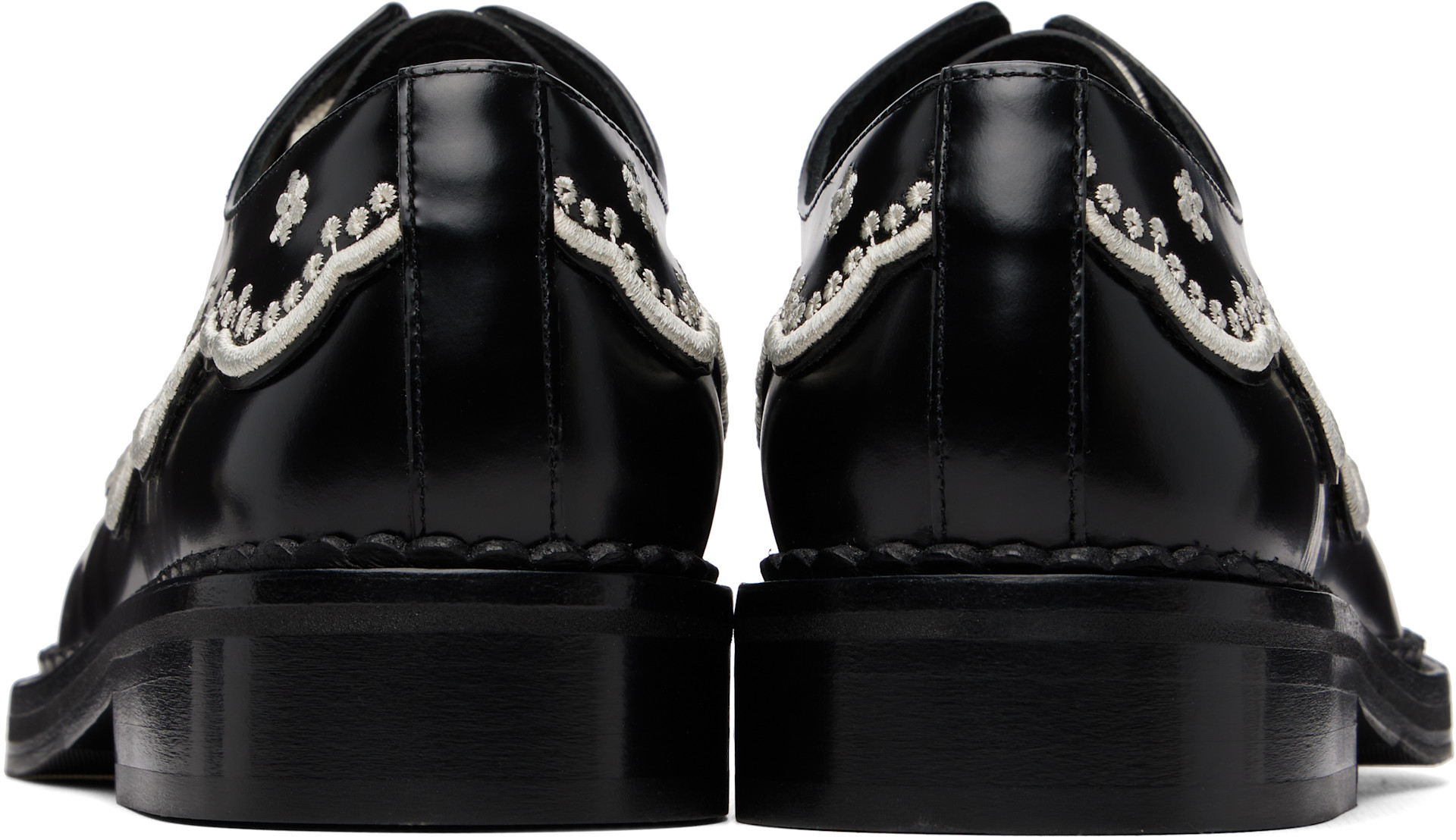 Simone Rocha - Derbys de style brogue noirs à motif fleuri