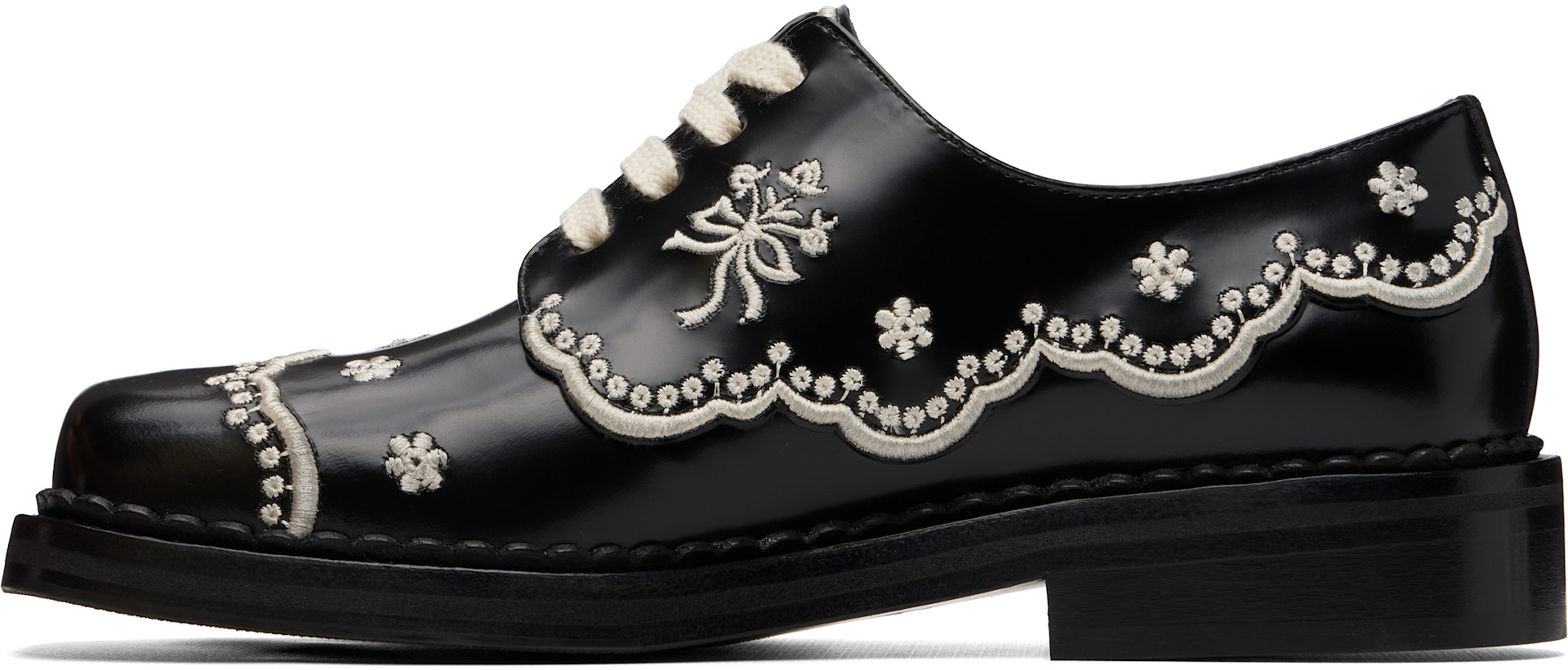 Simone Rocha - Derbys de style brogue noirs à motif fleuri