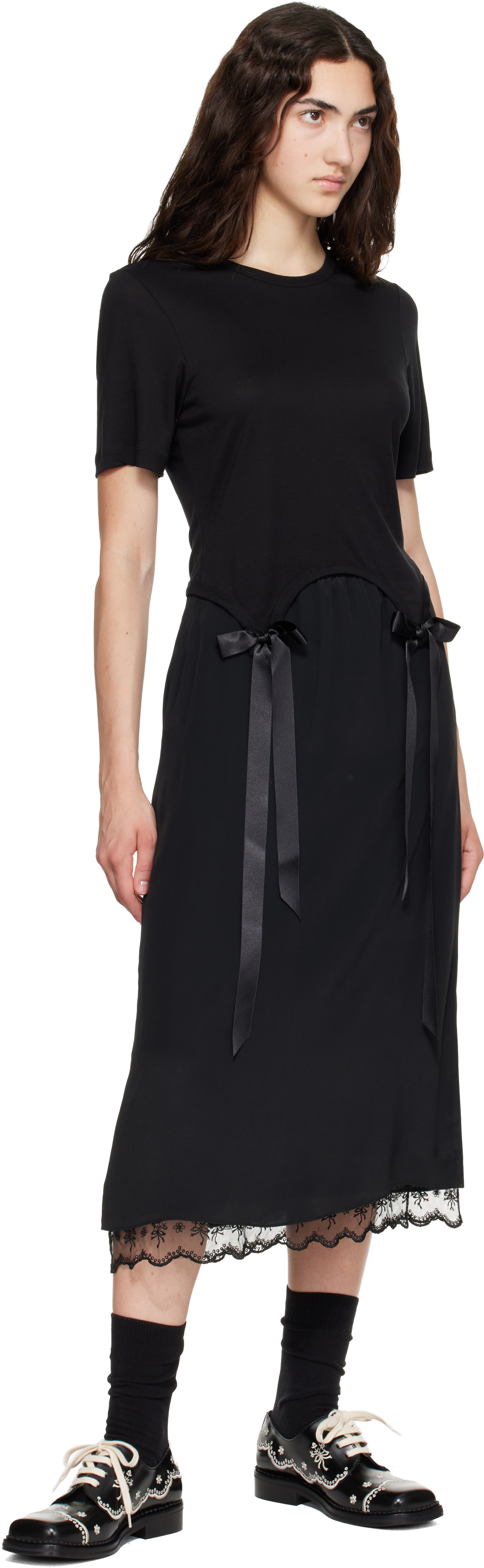 Simone Rocha - Derbys de style brogue noirs à motif fleuri