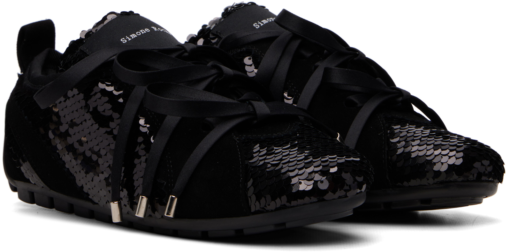 Simone Rocha - Baskets de style ballerine noires à semelle crantée