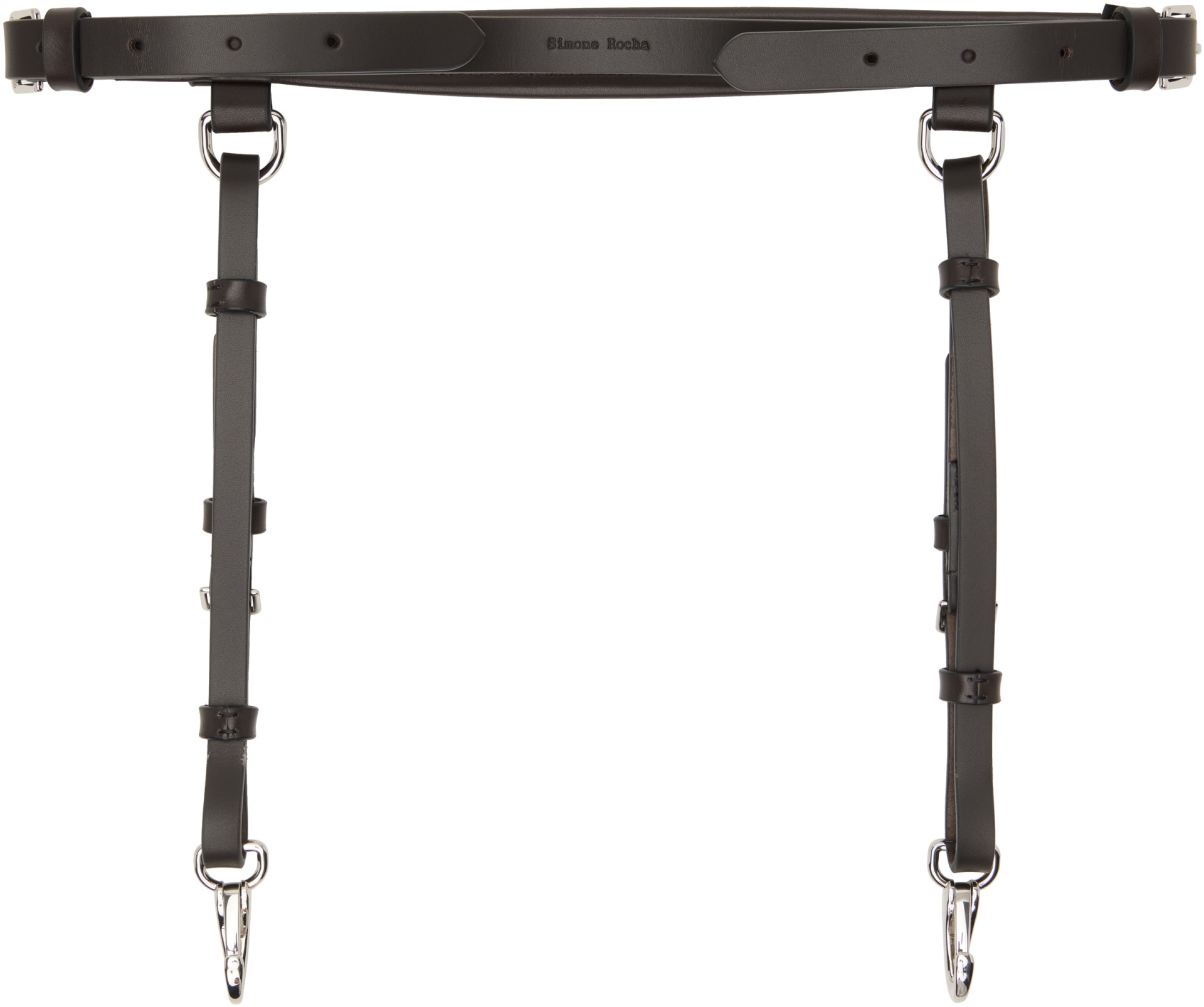 Simone Rocha - ブラック&ブラウン Double Loop Tassel Bridle ベルト