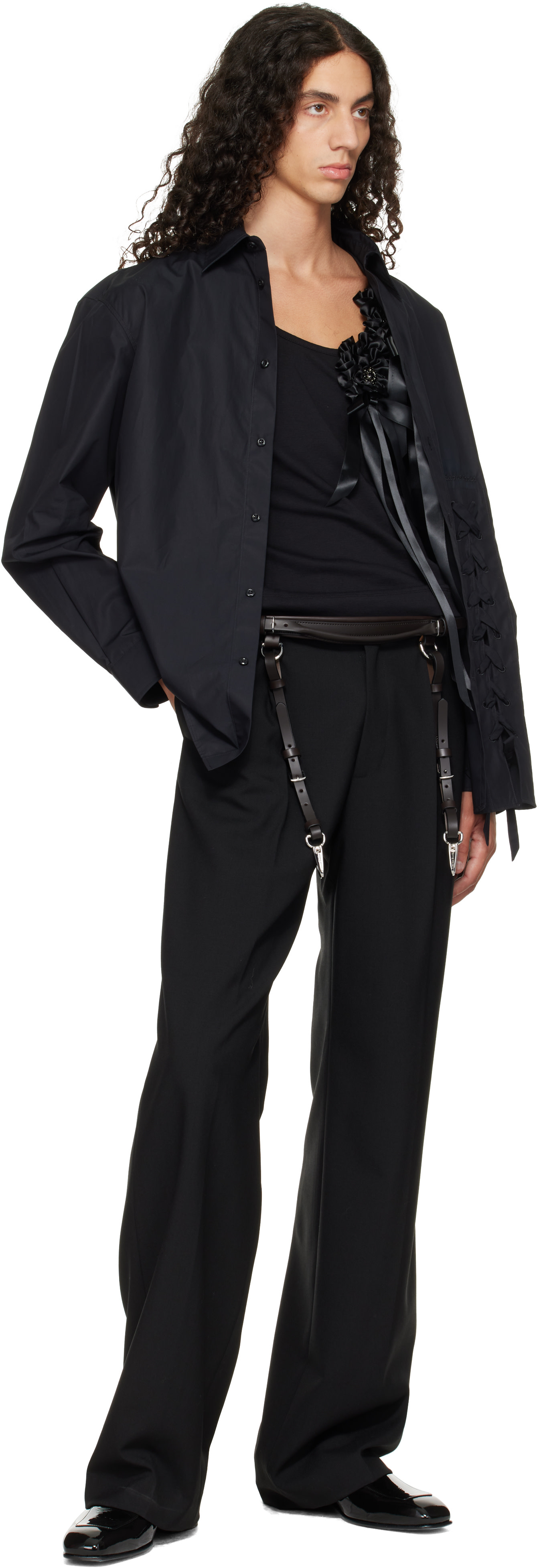 Simone Rocha - Black & Brown Double Loop Tassel Bridle Belt