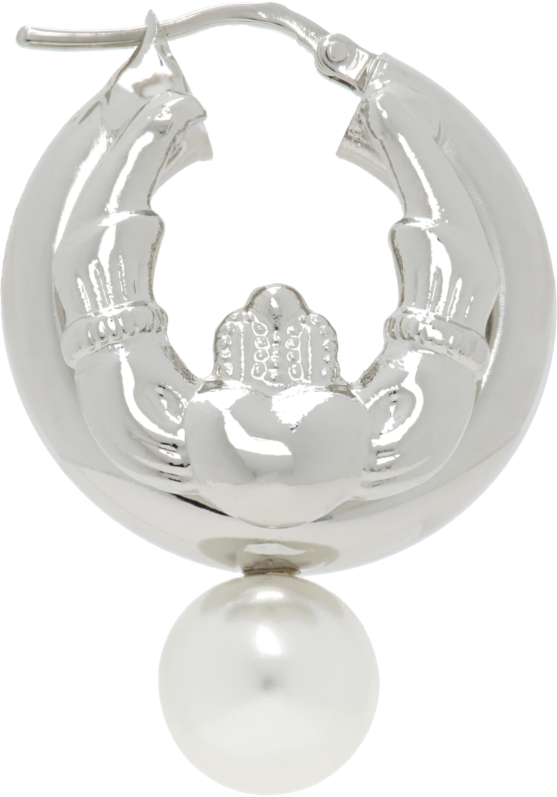 Simone Rocha: Stacked Claddagh & Faux-Pearl フープピアス | SSENSE 日本