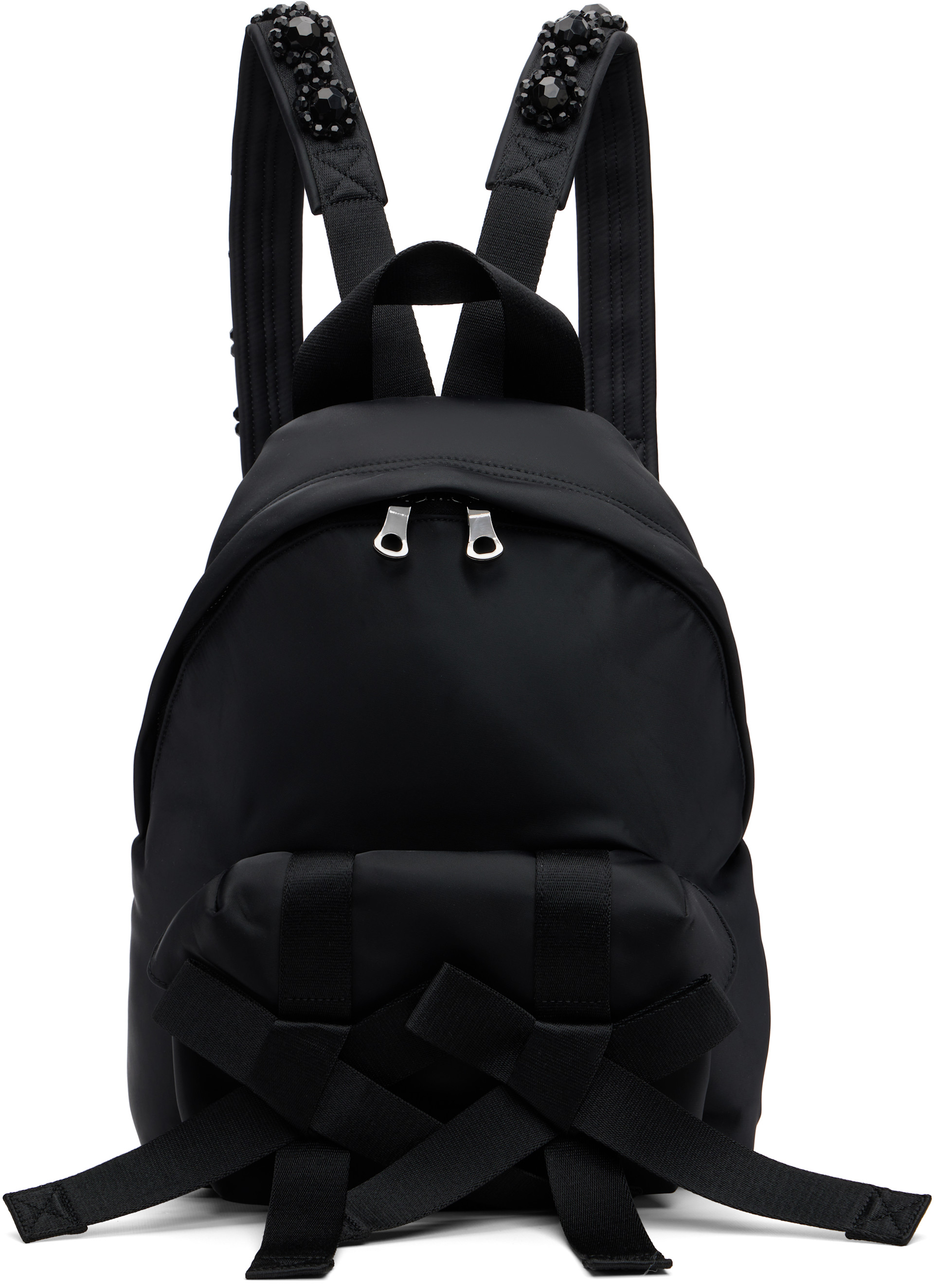 Simone Rocha - Black Beaded Utility Bow Backpack