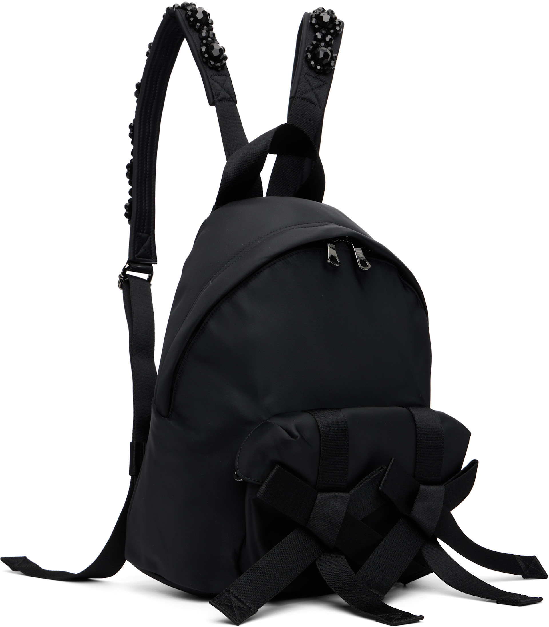 Simone Rocha - Black Beaded Utility Bow Backpack