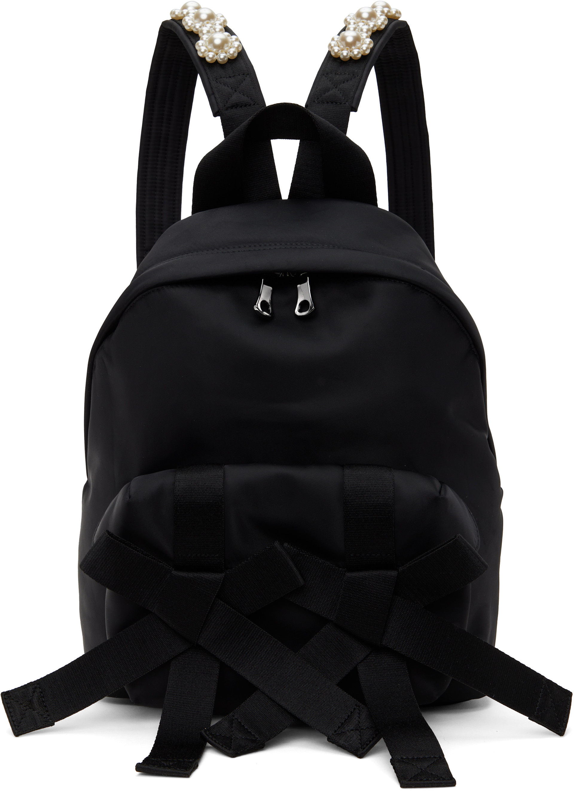 Simone Rocha - Black Beaded Utility Bow Backpack