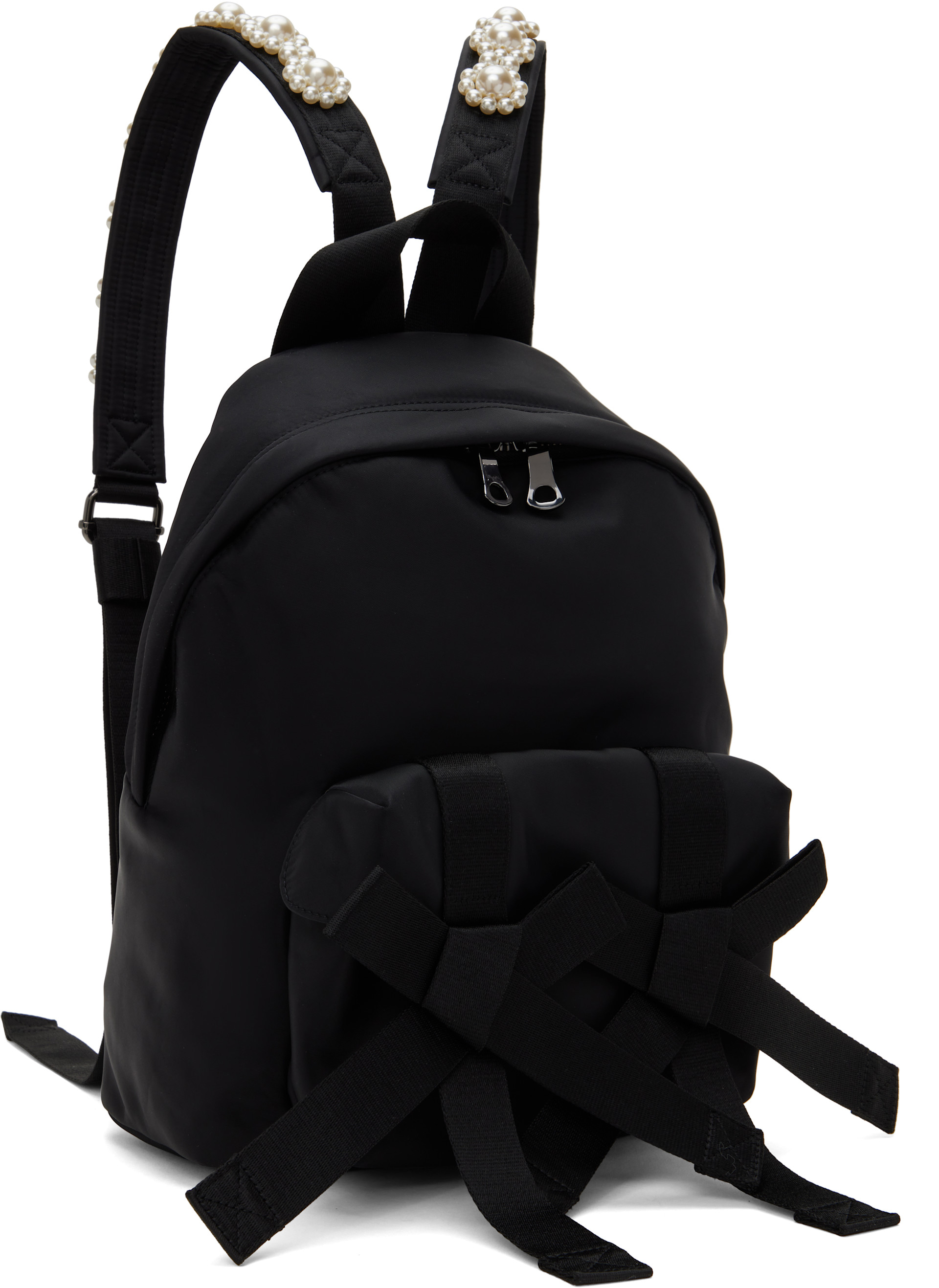 Simone Rocha - Black Beaded Utility Bow Backpack
