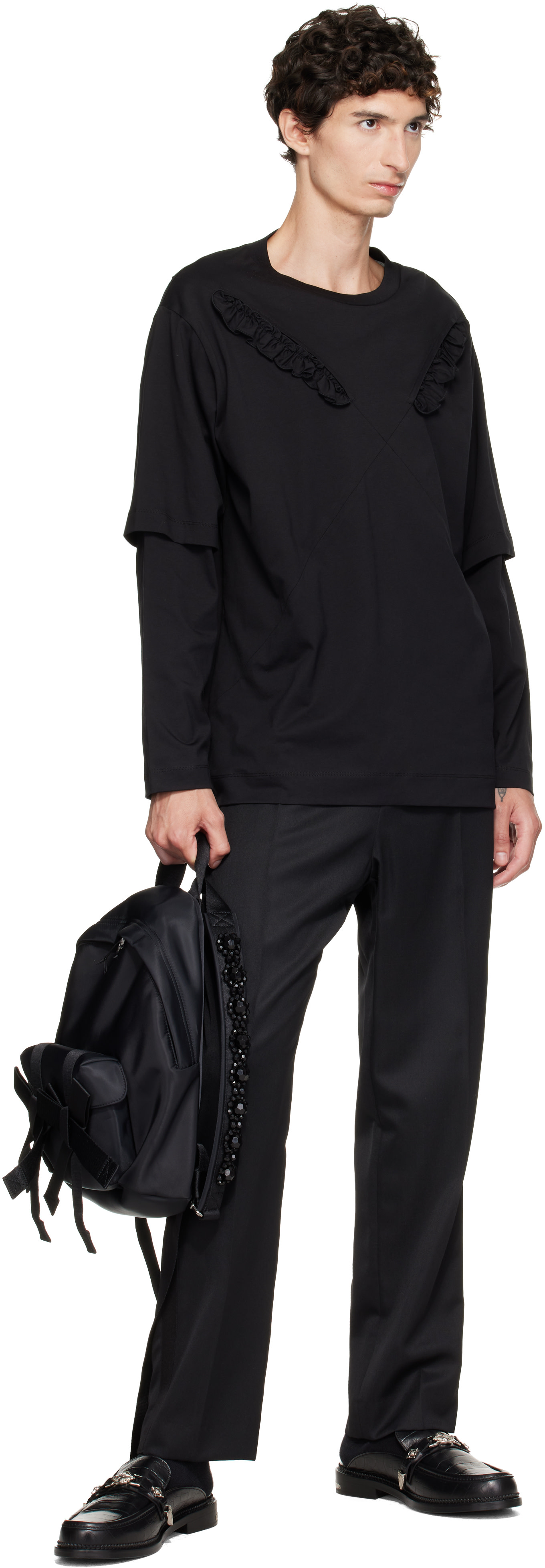 Simone Rocha - Black Beaded Utility Bow Backpack