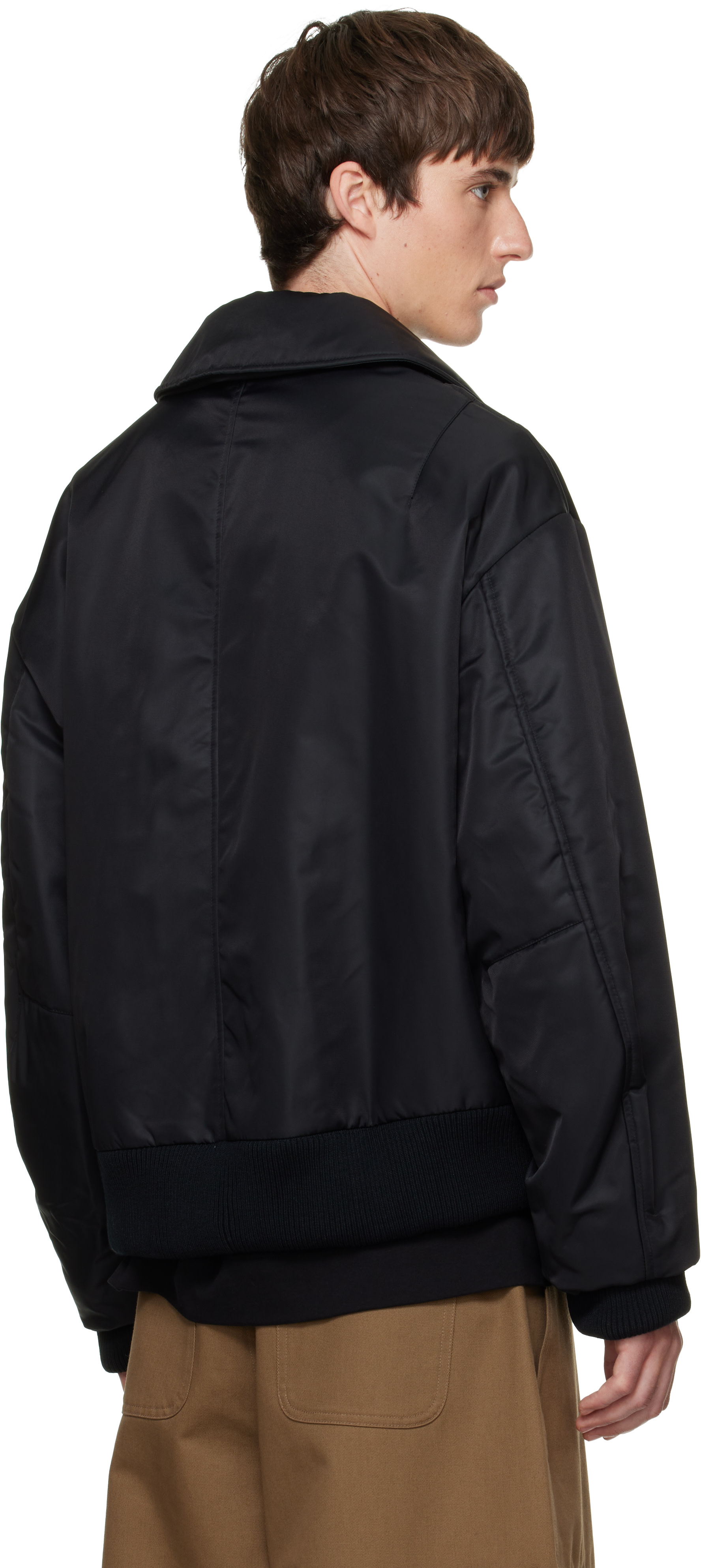 Simone Rocha - 黑色 Draped Side Zip 飞行员夹克