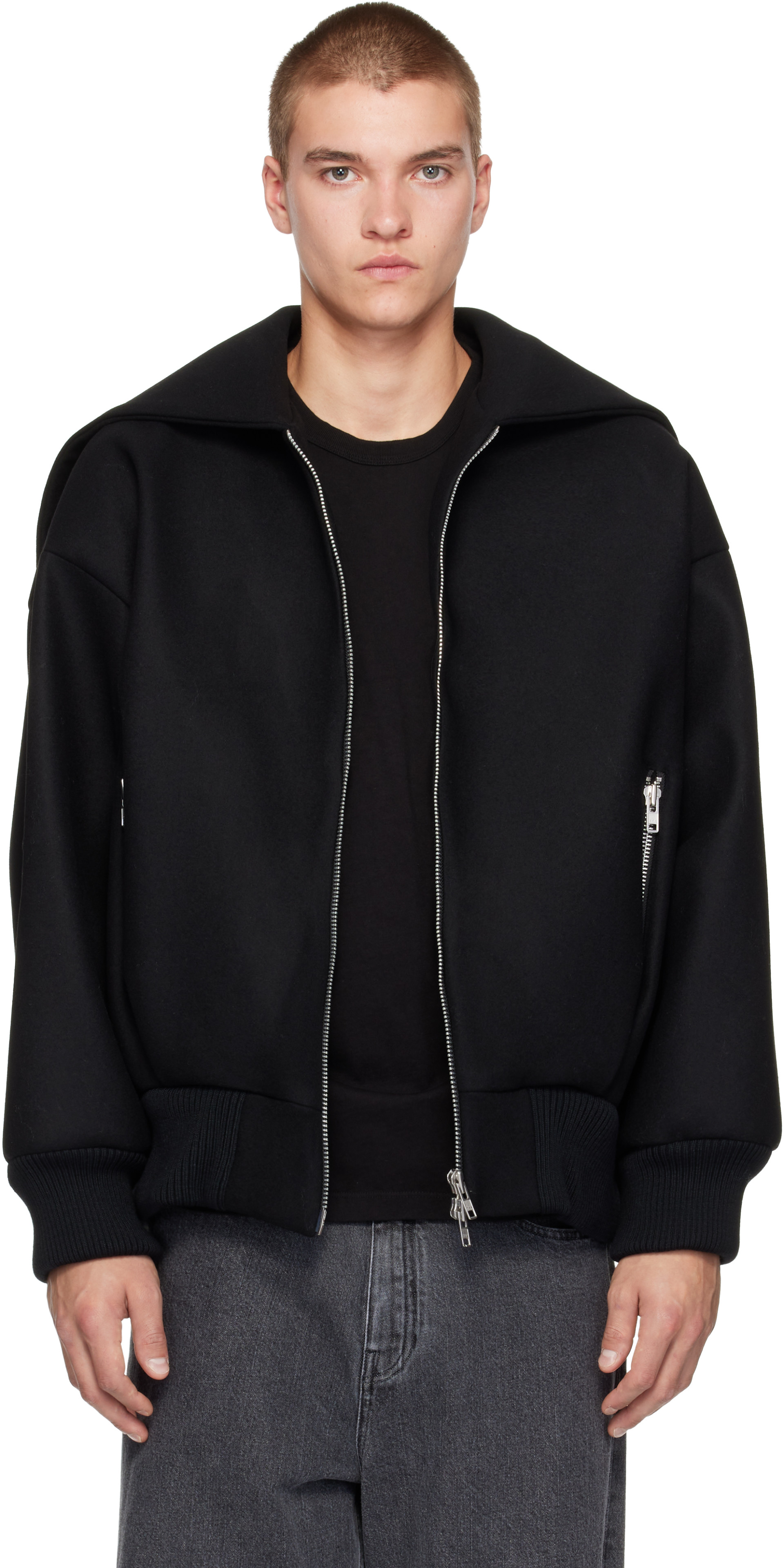 Simone Rocha - Black Oversized Split Hood Jacket