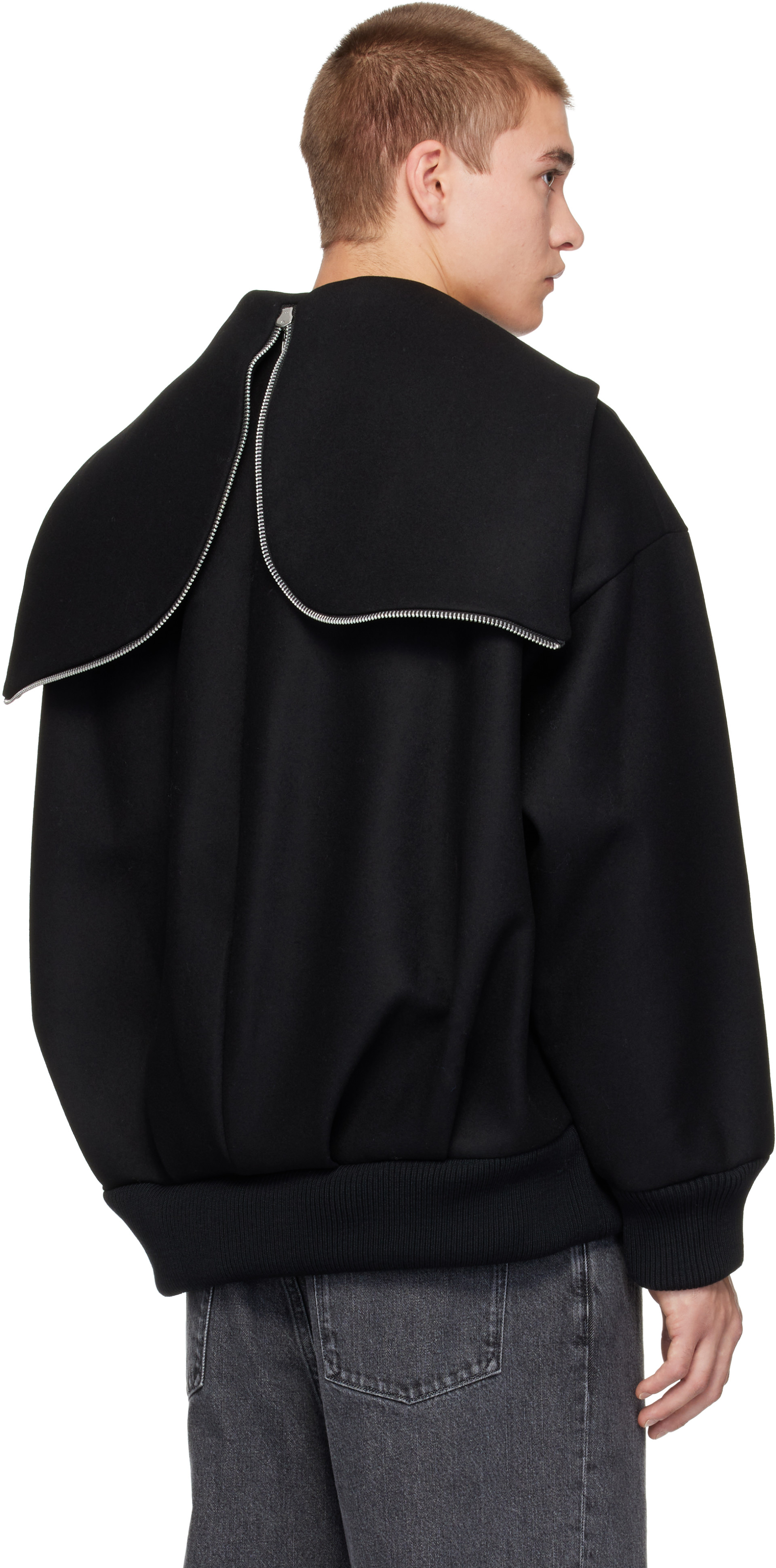 Simone Rocha - Black Oversized Split Hood Jacket