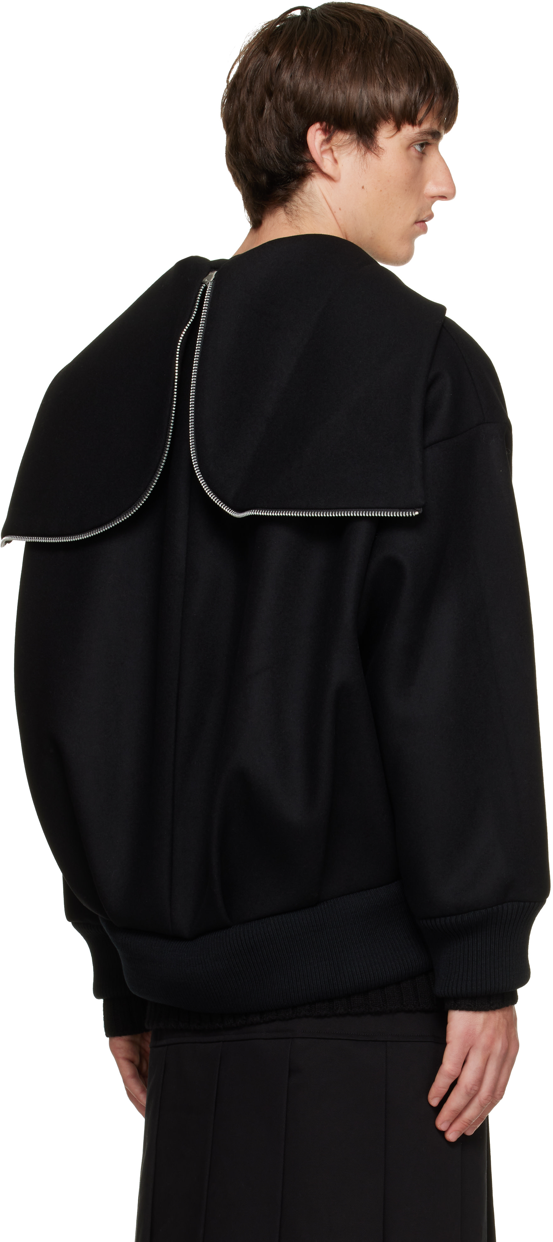 Simone Rocha - Black Embellished Oversized Split Hood Jacket