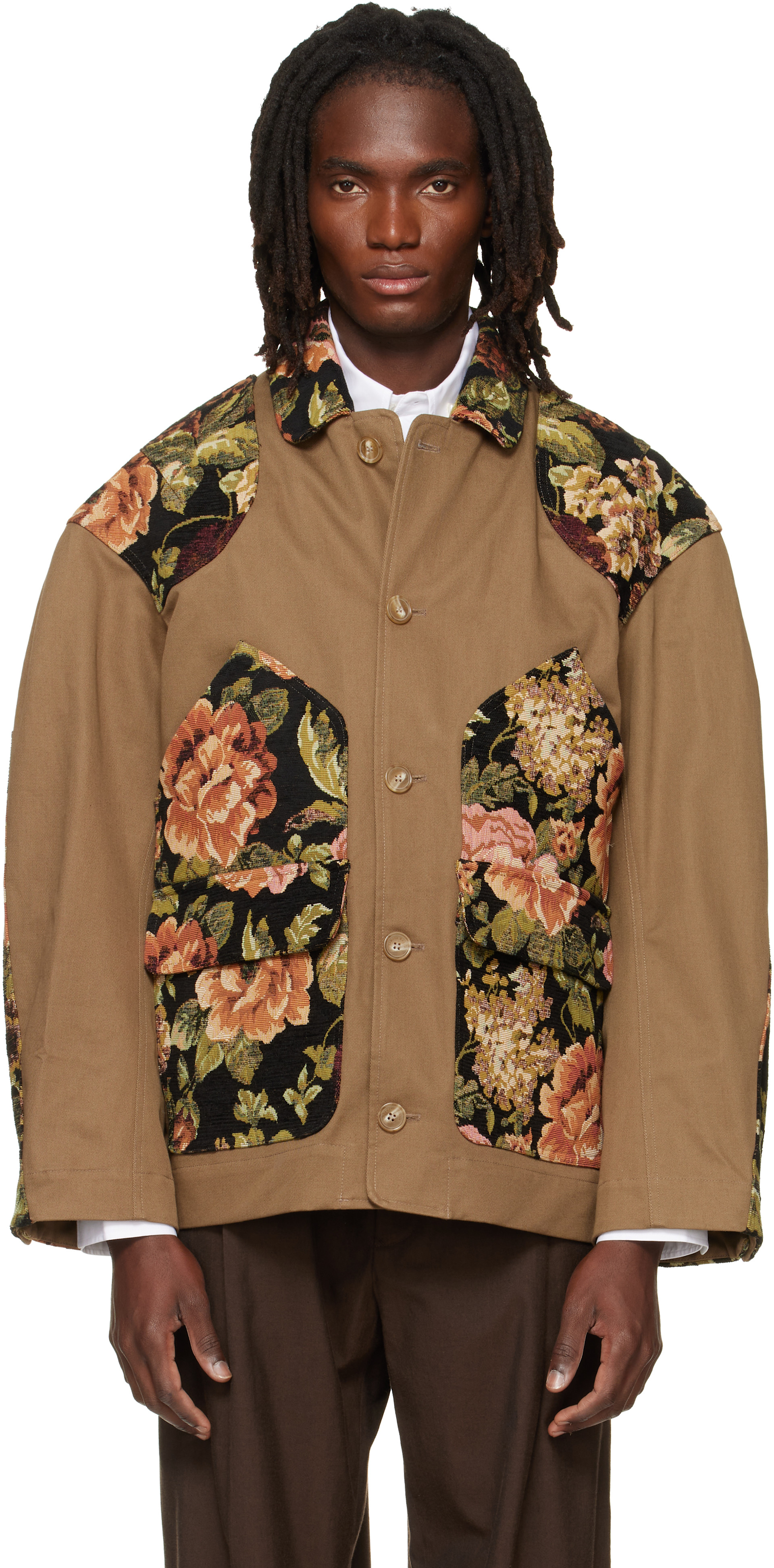 Simone Rocha - Khaki Patchwork Workwear Field Jacket