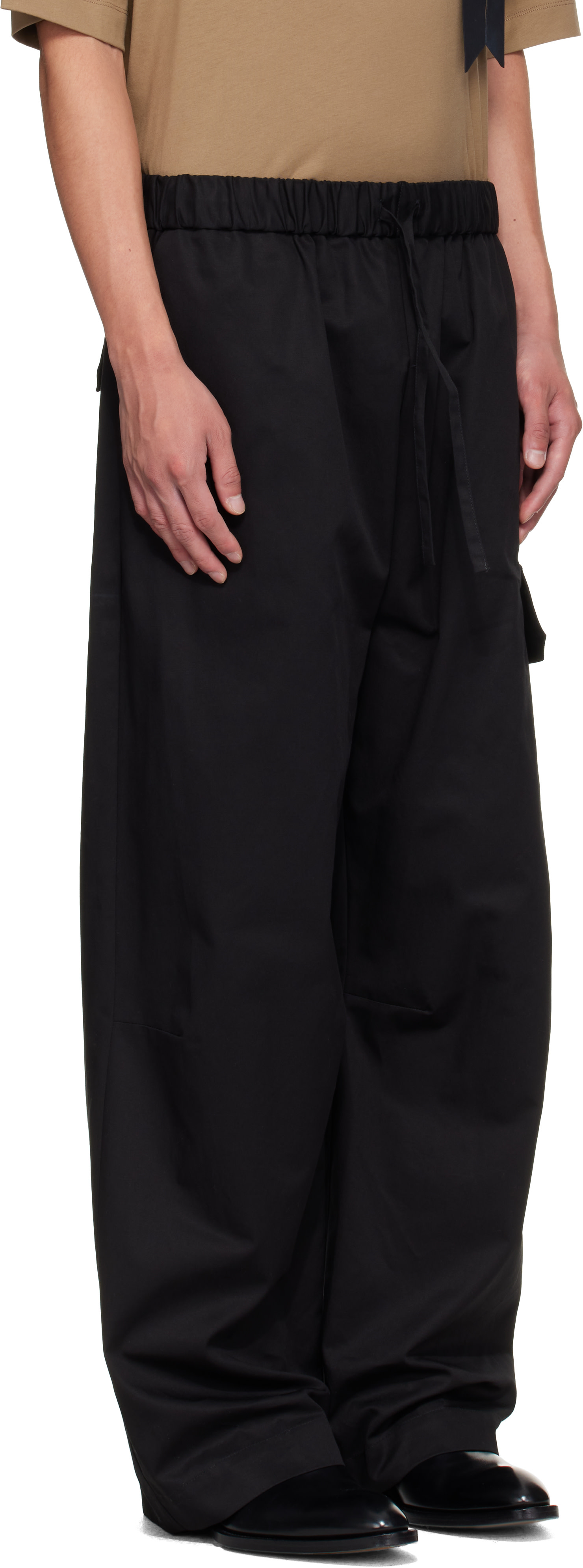 Simone Rocha - Black Drawstring Knee Pleat Cargo Pants