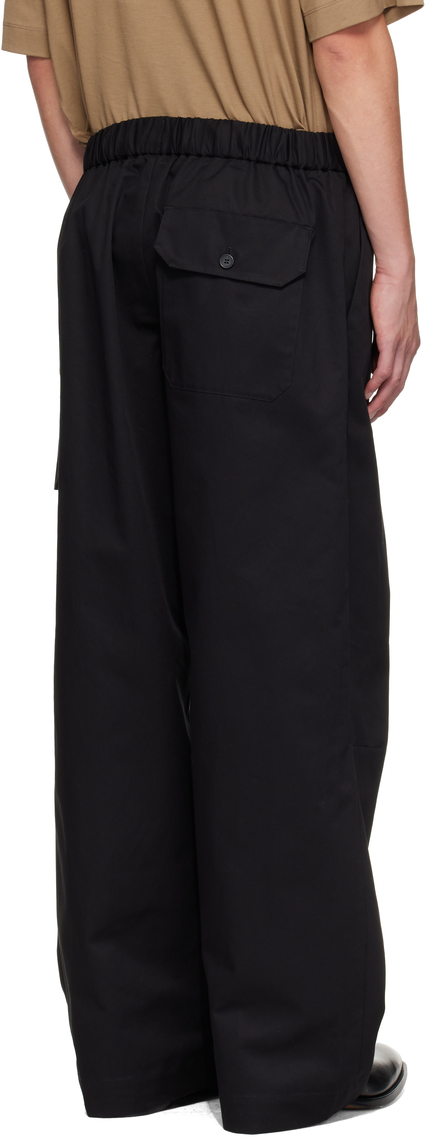 Simone Rocha - Black Drawstring Knee Pleat Cargo Pants