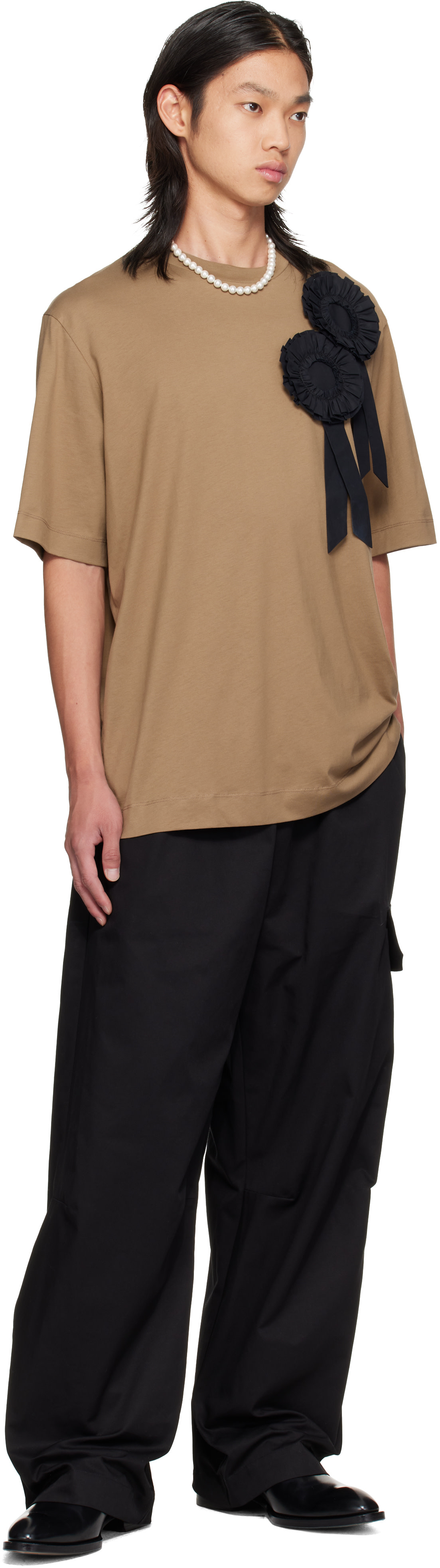Simone Rocha - Black Drawstring Knee Pleat Cargo Pants