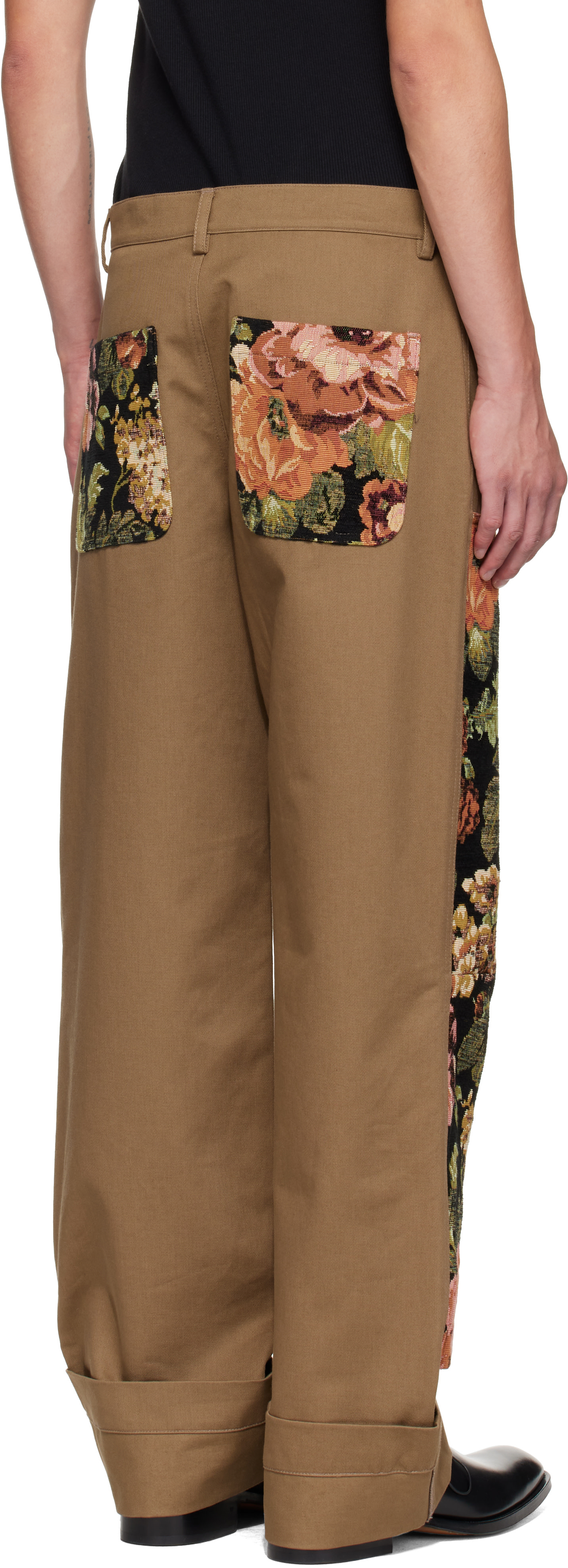 Simone Rocha - Pantalon de travail kaki à patchwork