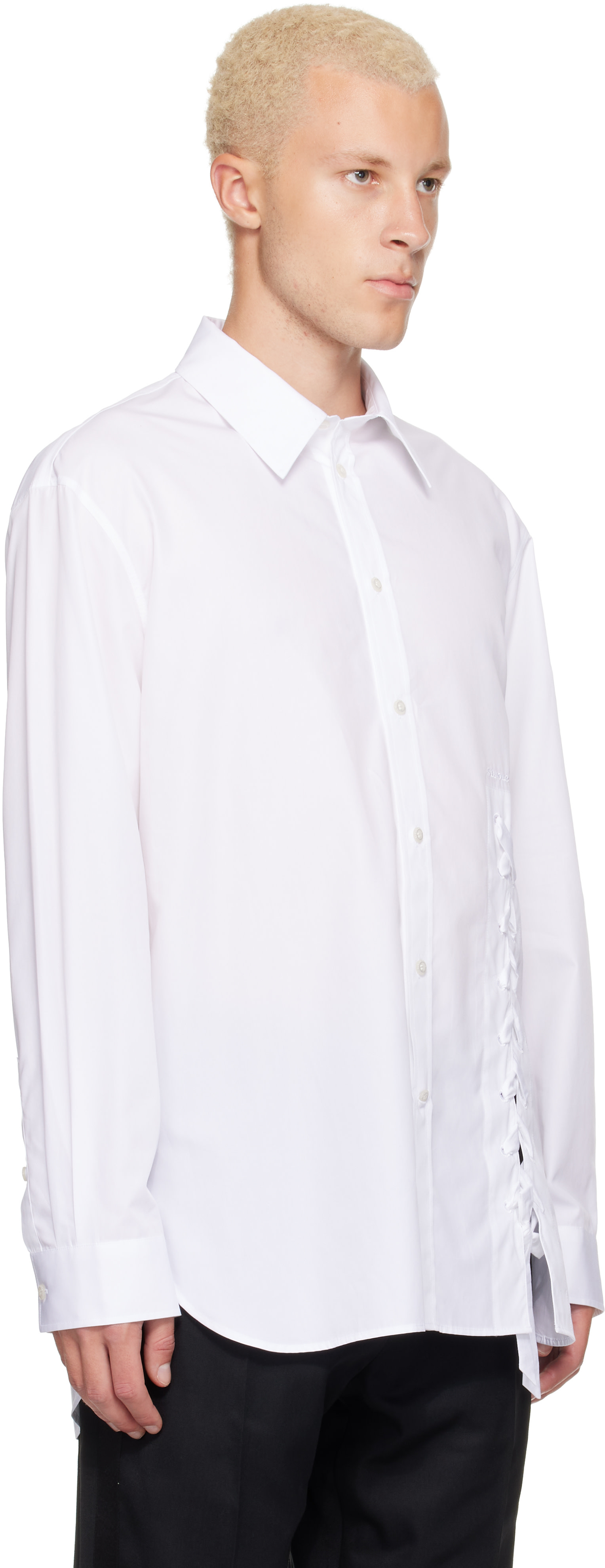 Simone Rocha - ホワイト Lace Up Hem Easy シャツ
