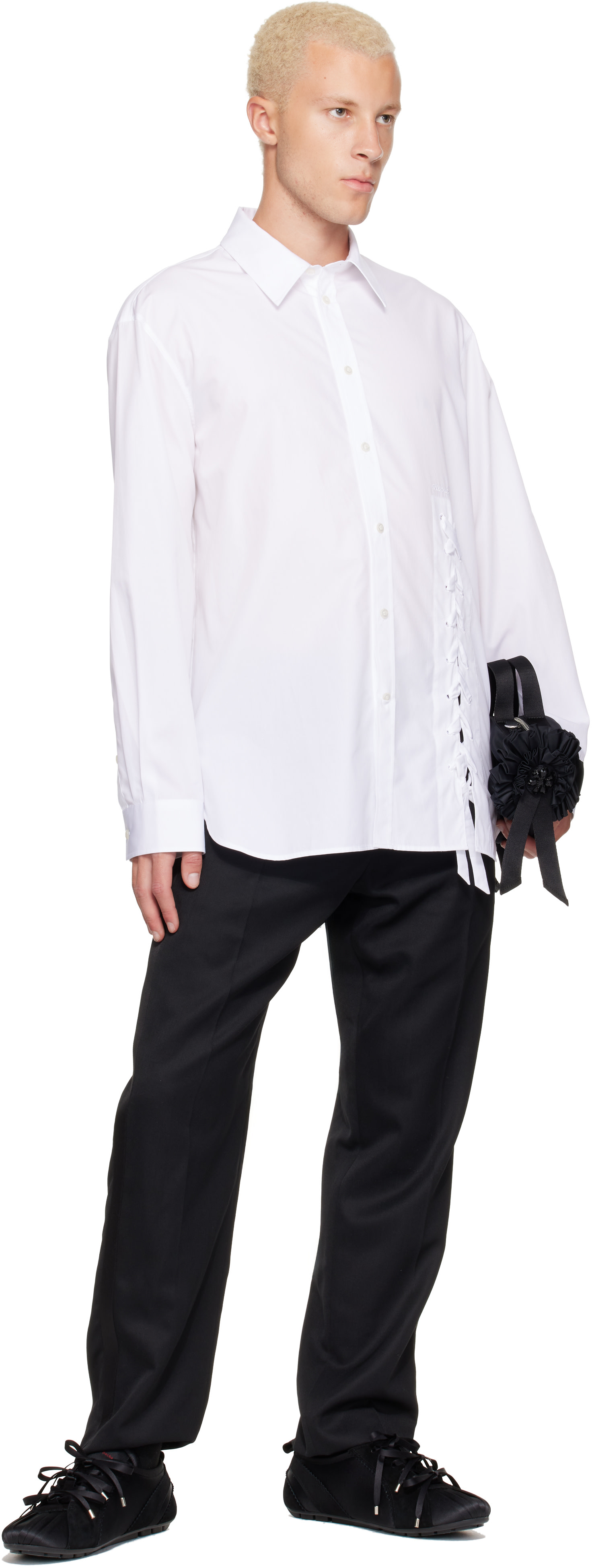 Simone Rocha - ホワイト Lace Up Hem Easy シャツ