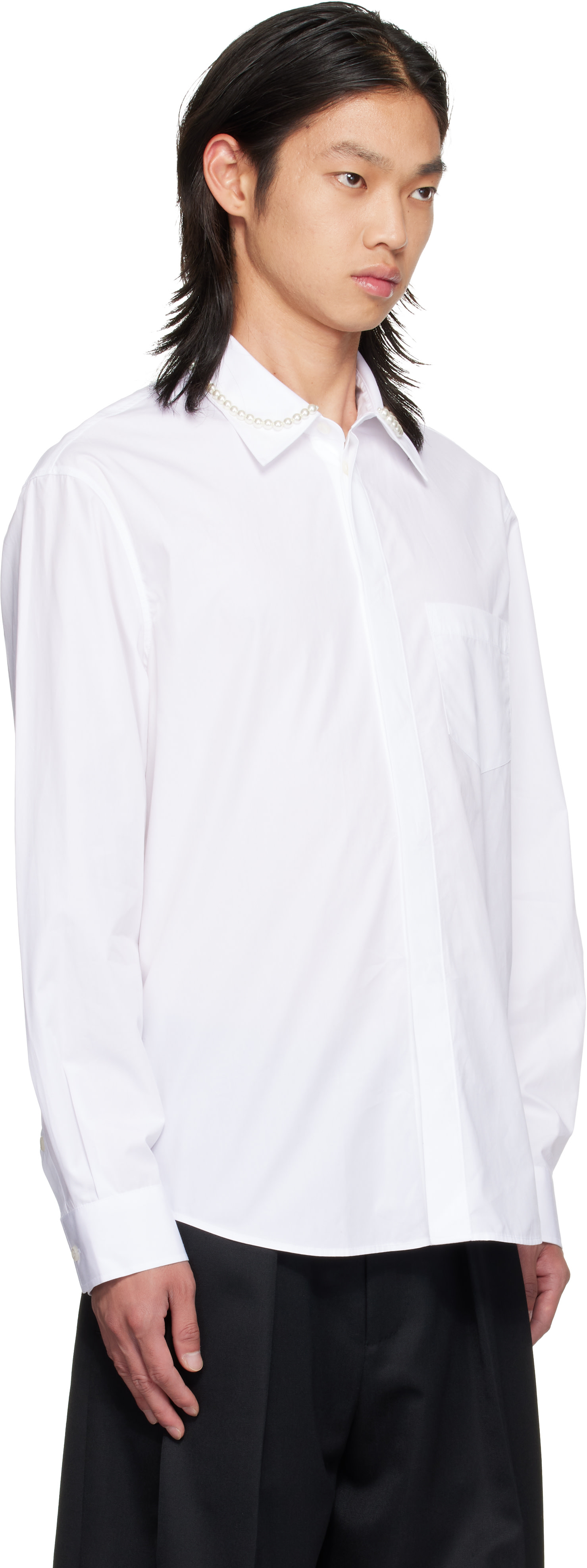 Simone Rocha - White Beaded Classic Concealed Button Shirt