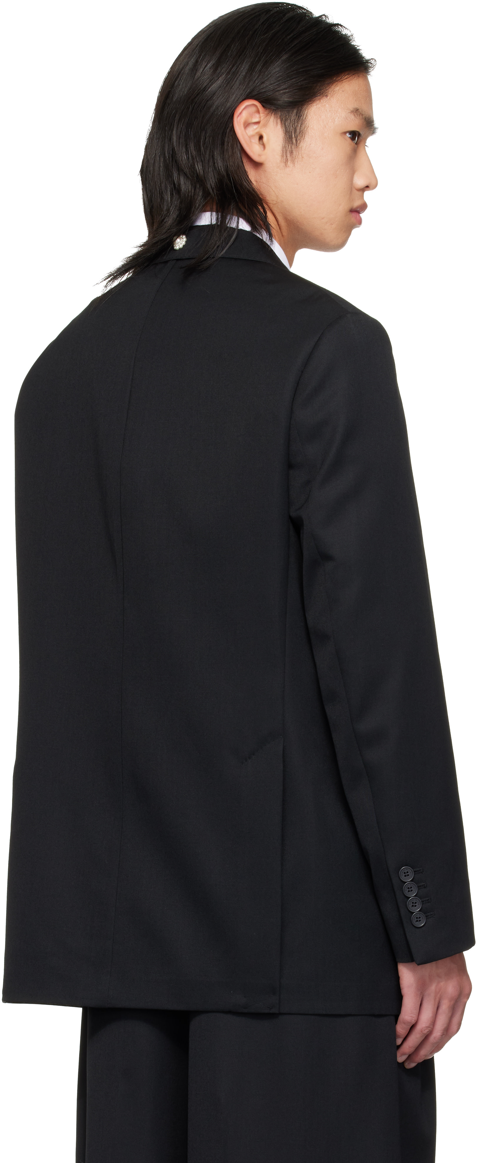 Simone Rocha - Black Double Breasted Hem Slice Blazer
