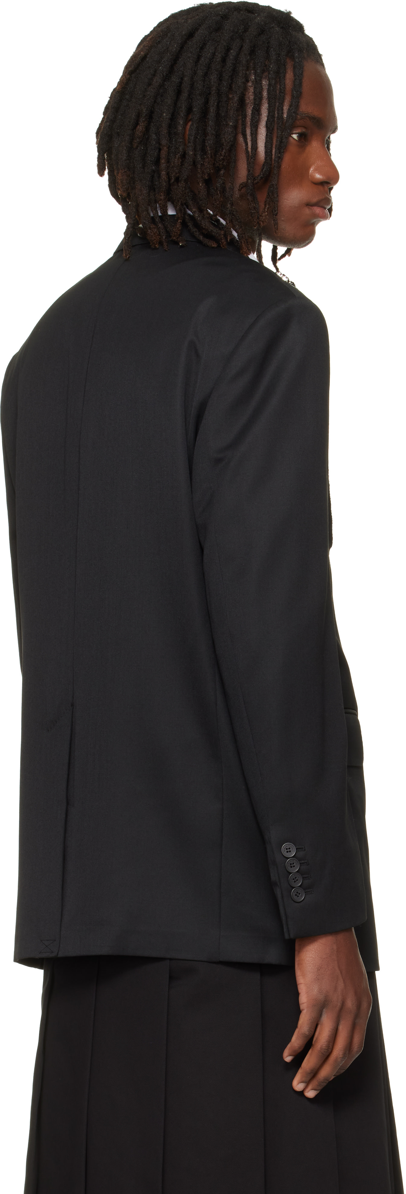 Simone Rocha - Black Embellished Structured Slash Blazer