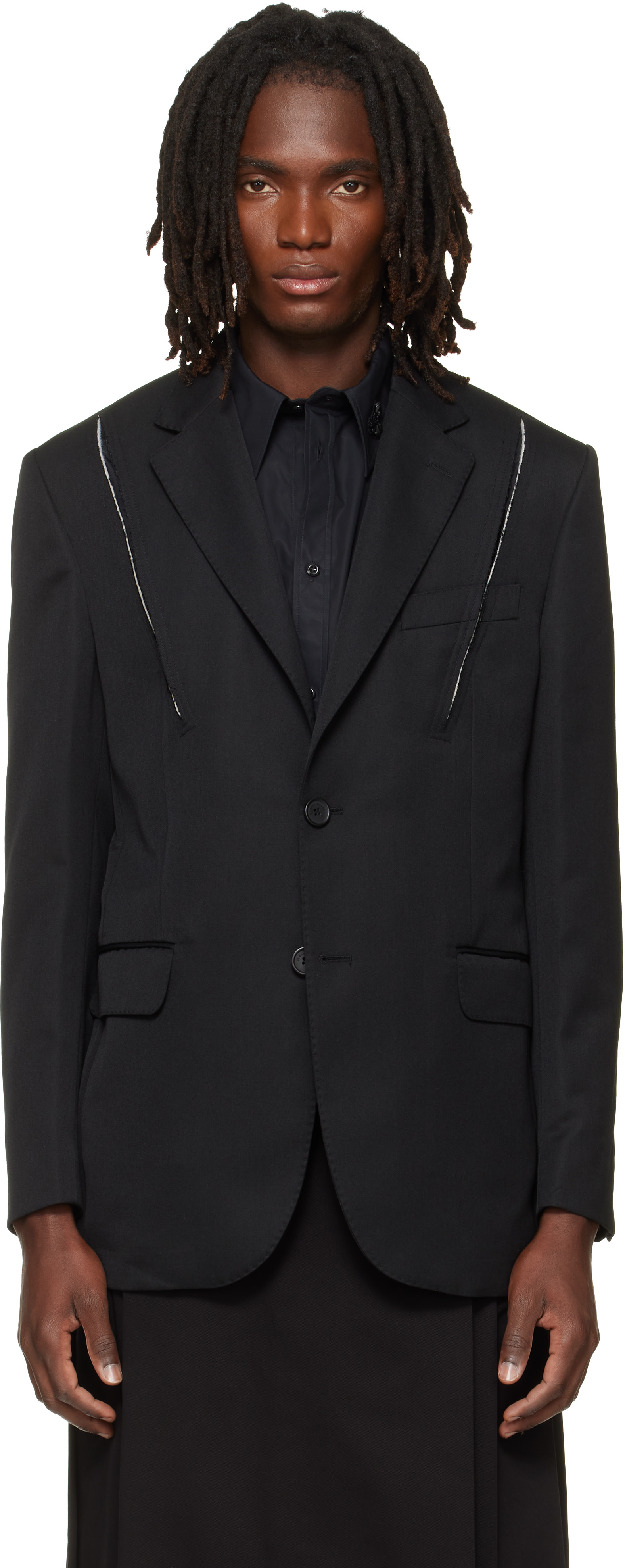 Simone Rocha - Black Structured Slash Blazer