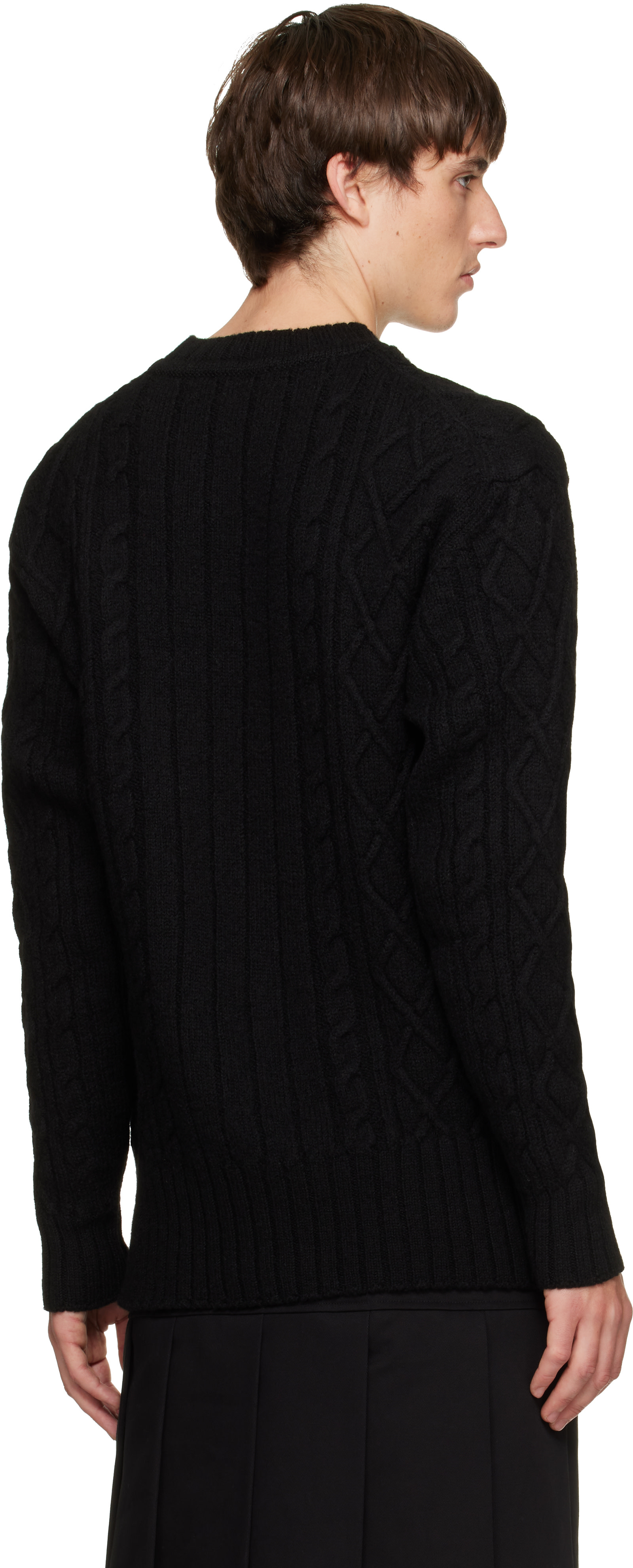 Simone Rocha - Black Cable Knit Slash Sweater