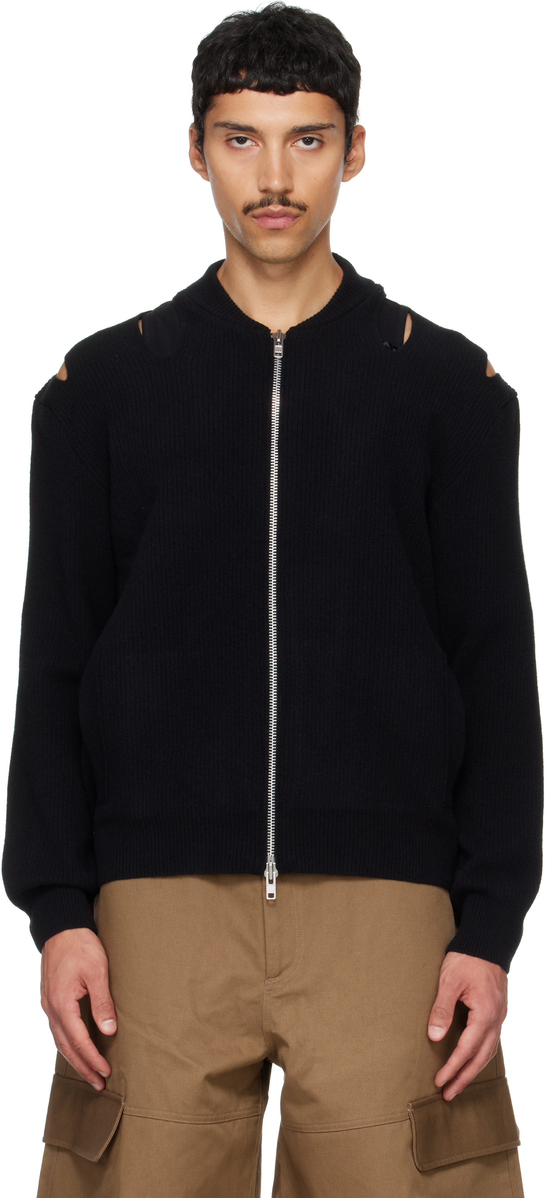 Simone Rocha - Black Slash Zip Cardigan