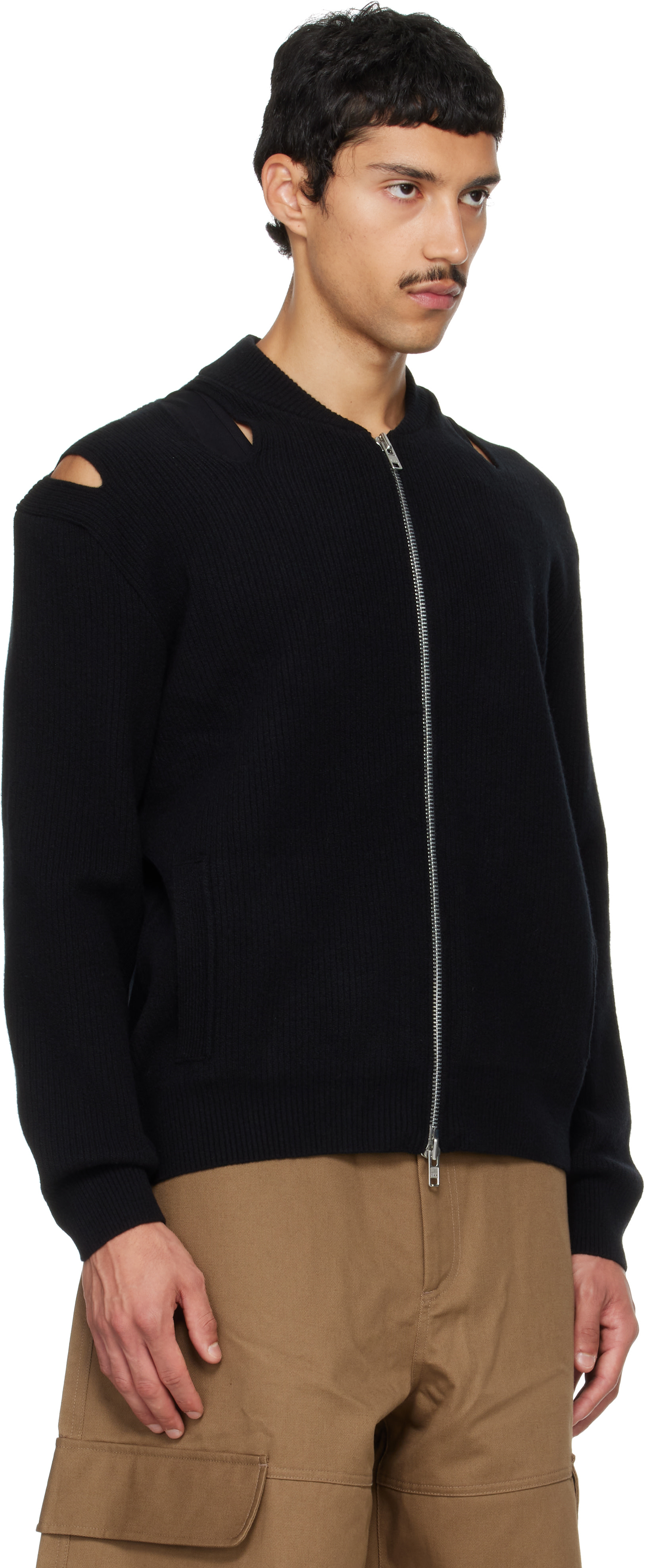 Simone Rocha - Black Slash Zip Cardigan