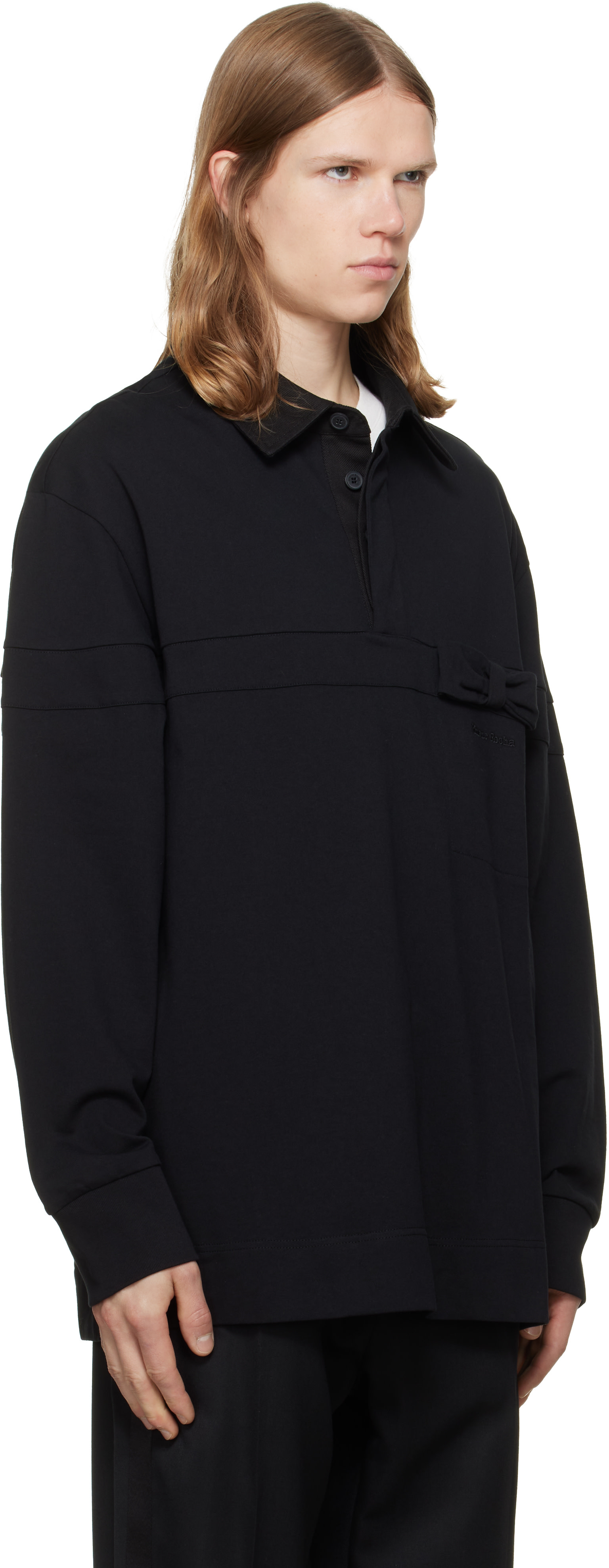 Simone Rocha - Black Bow Stripe Rugby Polo