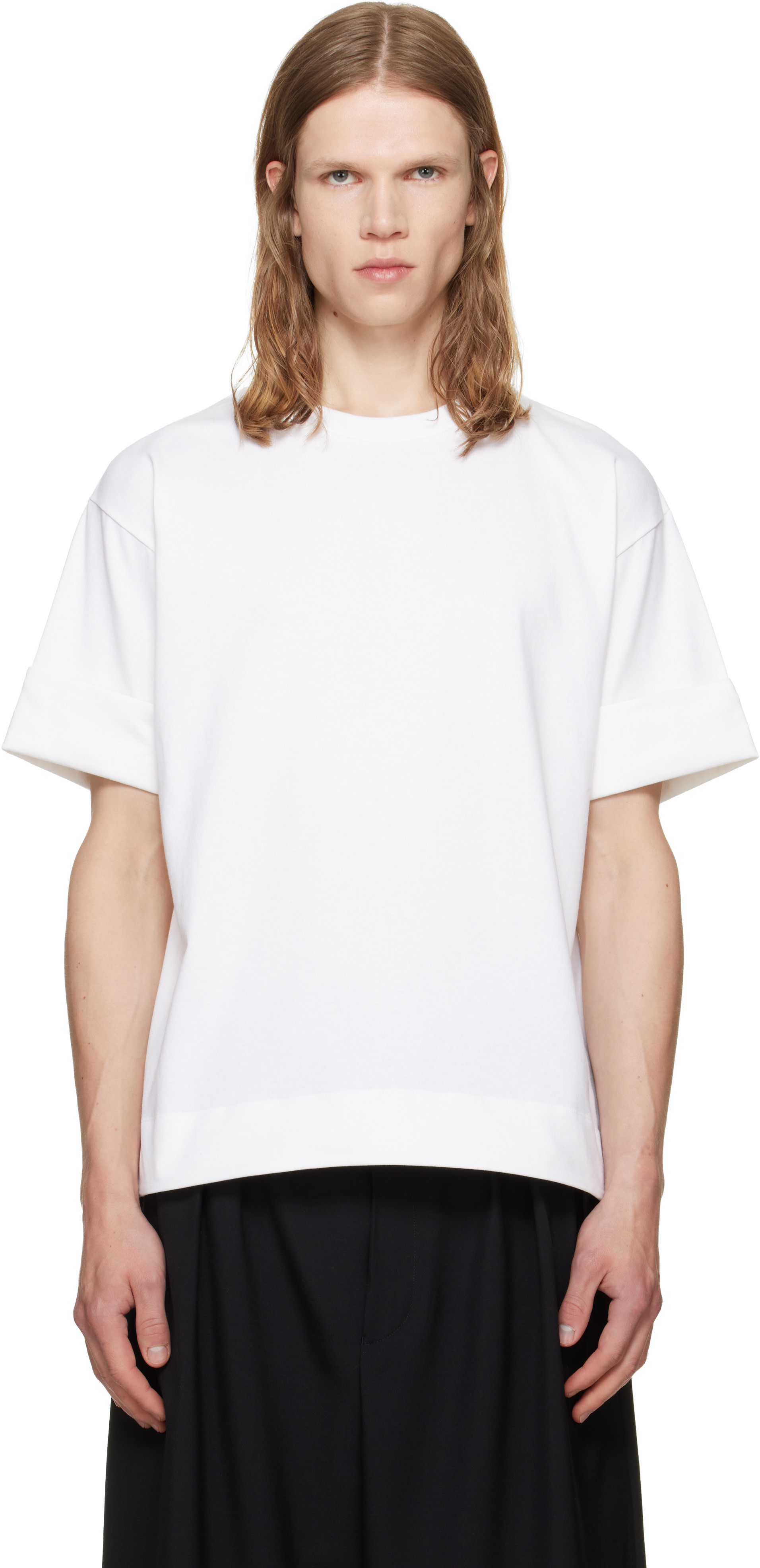 Simone Rocha - ホワイト Fitted Wire Turnup Tシャツ