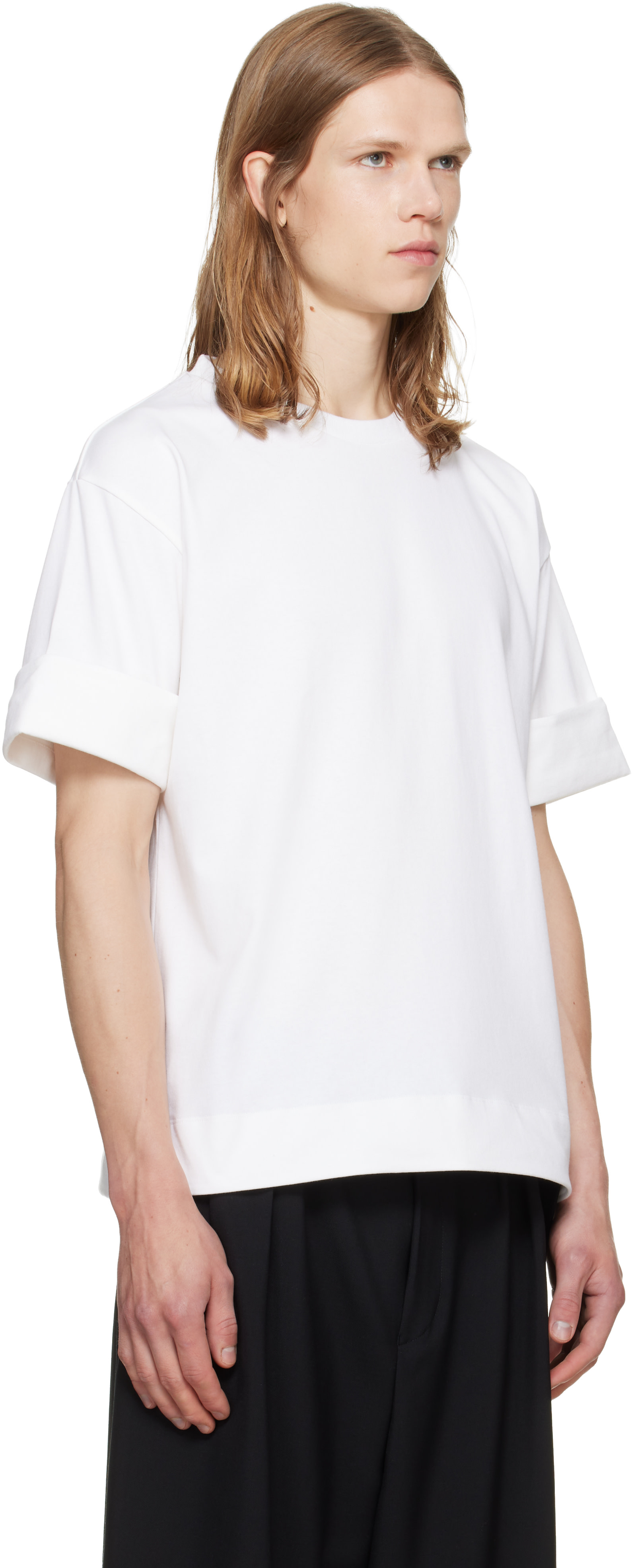 Simone Rocha - ホワイト Fitted Wire Turnup Tシャツ
