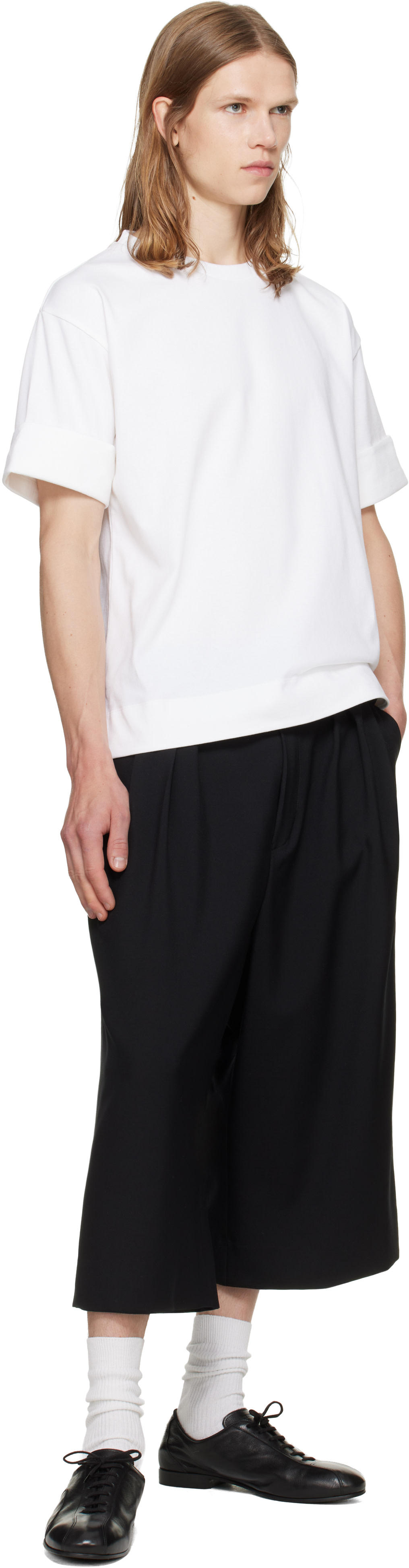Simone Rocha - ホワイト Fitted Wire Turnup Tシャツ
