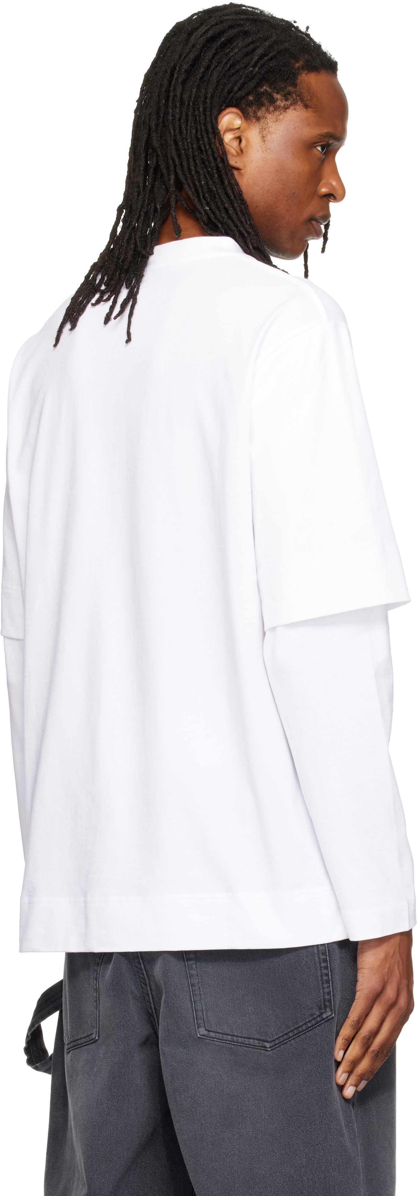 Simone Rocha: ホワイト Lace Up Hem レイヤード 長袖Tシャツ | SSENSE