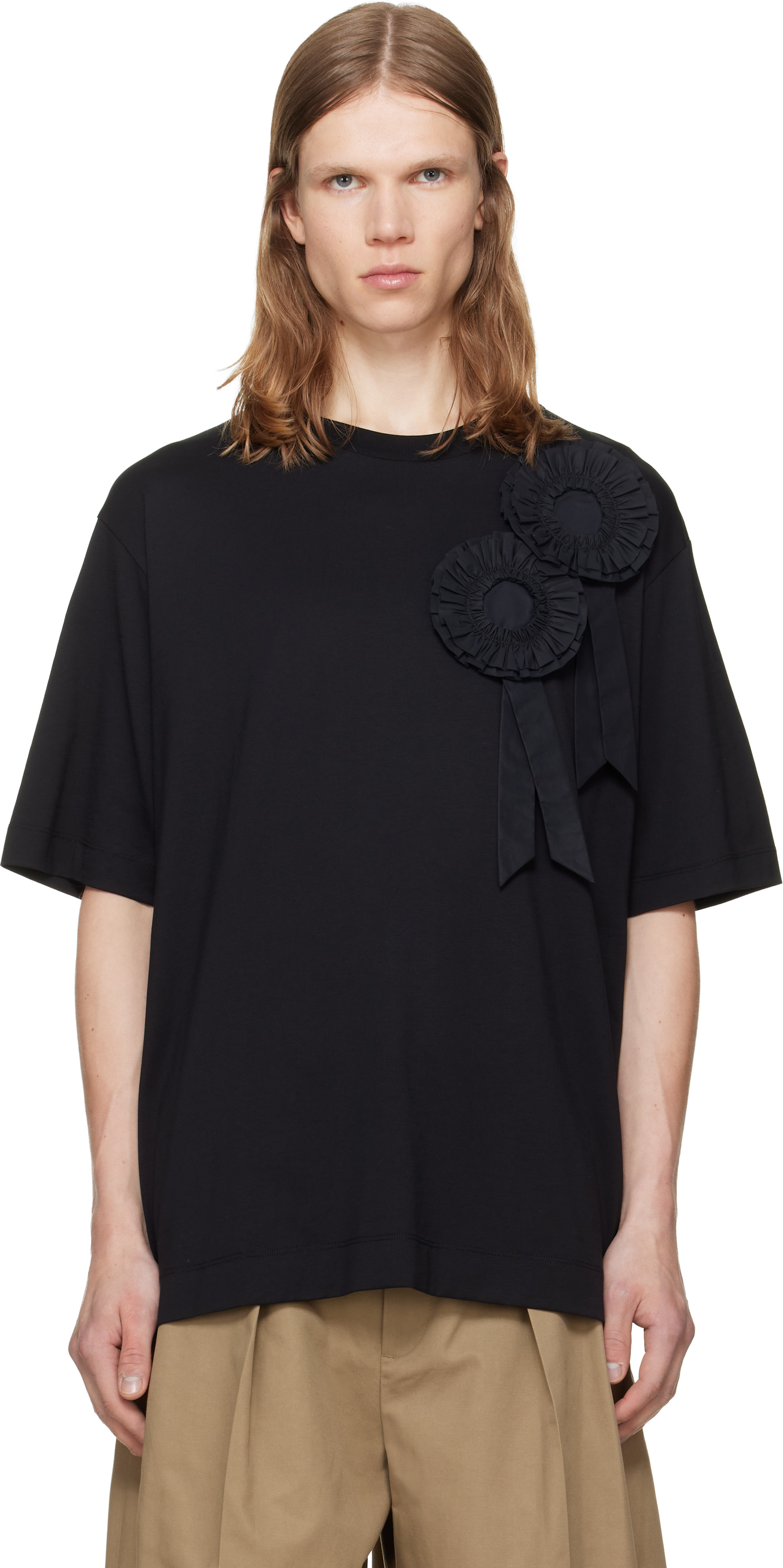 Simone Rocha - ブラック Ruffle Rosette ボクシー Tシャツ