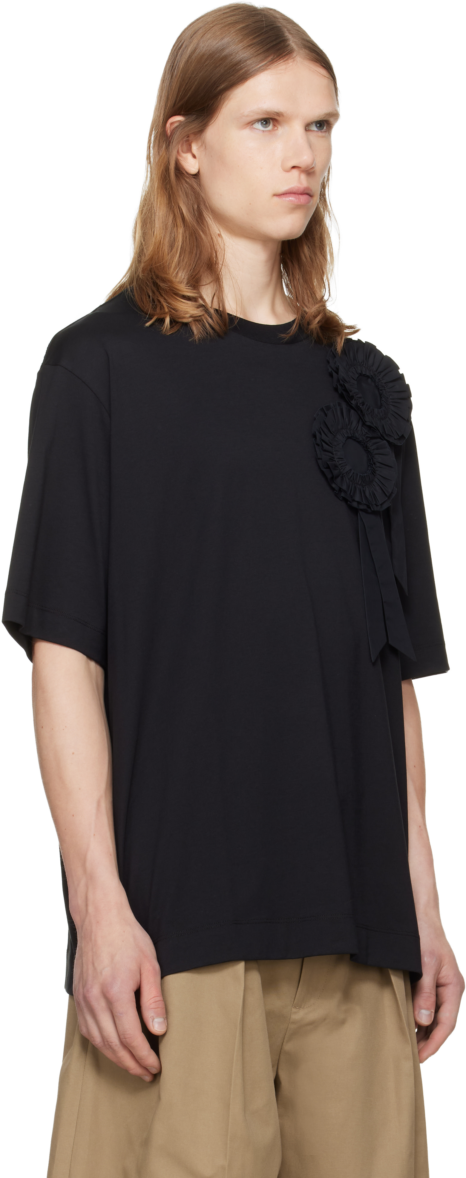 Simone Rocha - ブラック Ruffle Rosette ボクシー Tシャツ