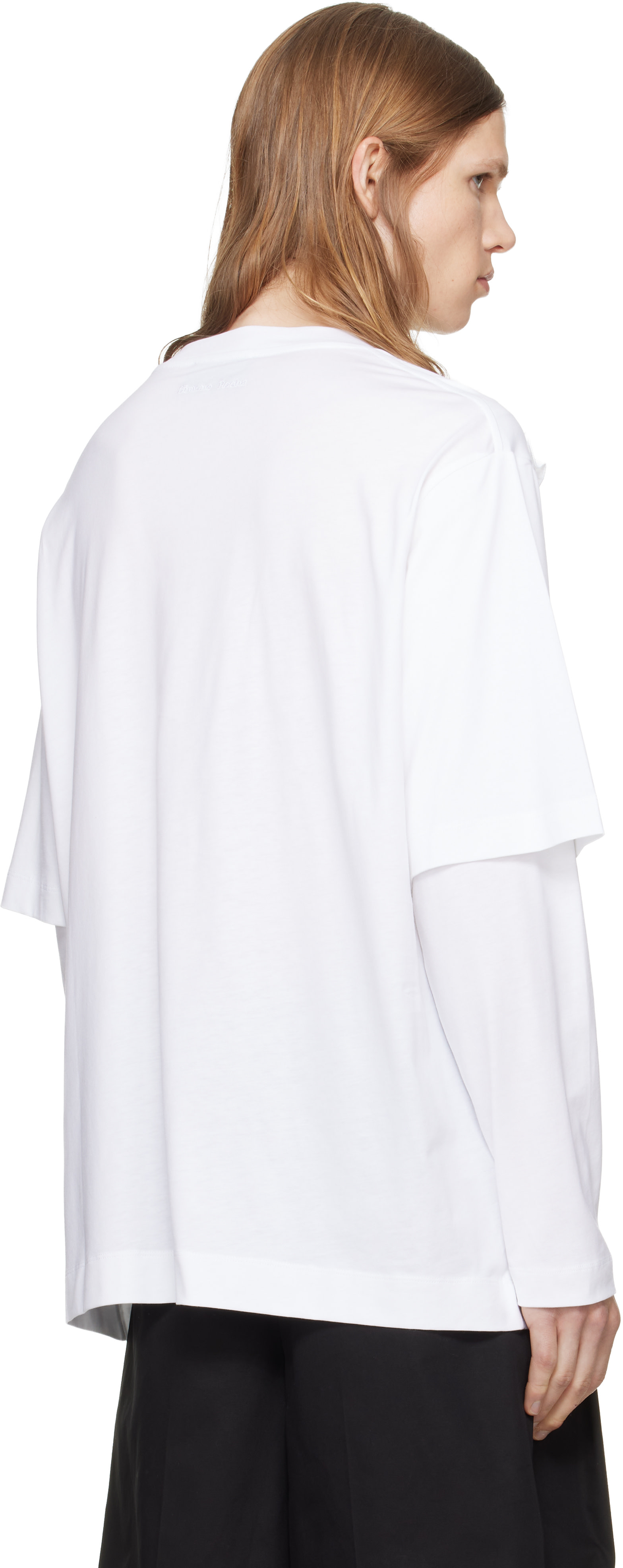 Simone Rocha: White Ruffle Slash Layered Long Sleeve T-shirt