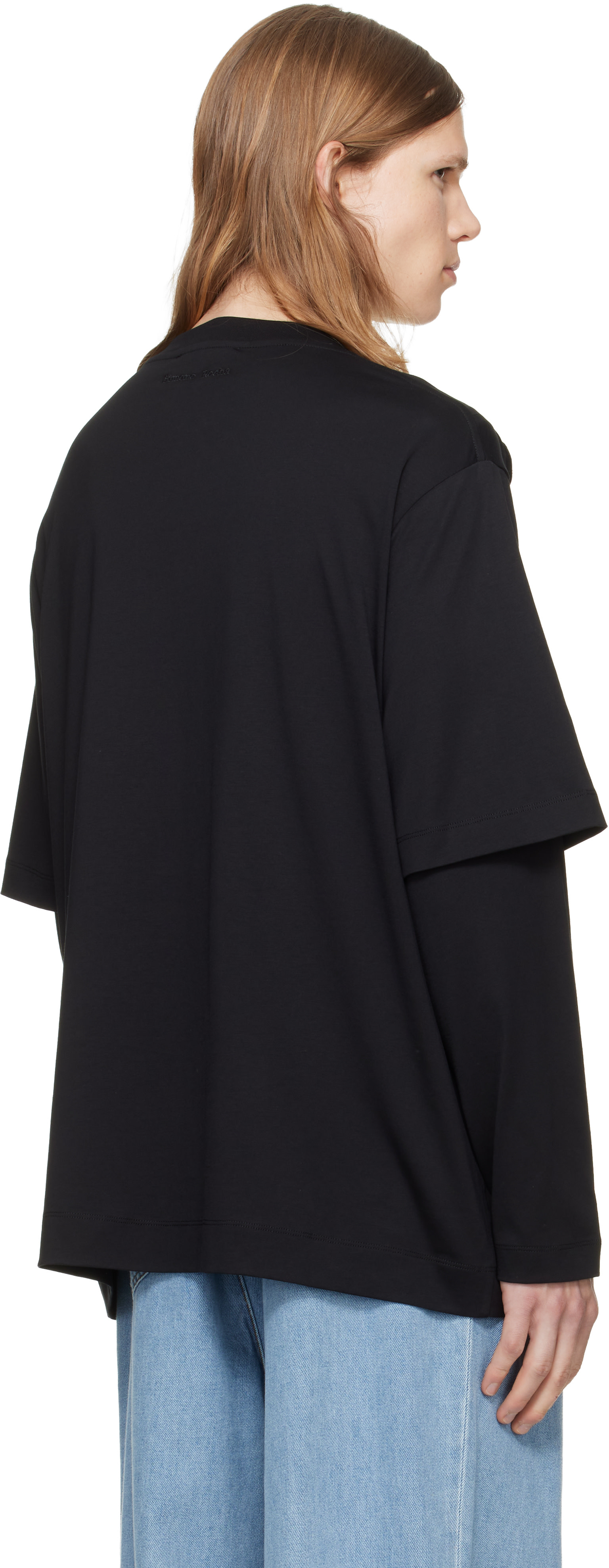Simone Rocha: Black Ruffle Slash Layered Long Sleeve T-shirt | SSENSE