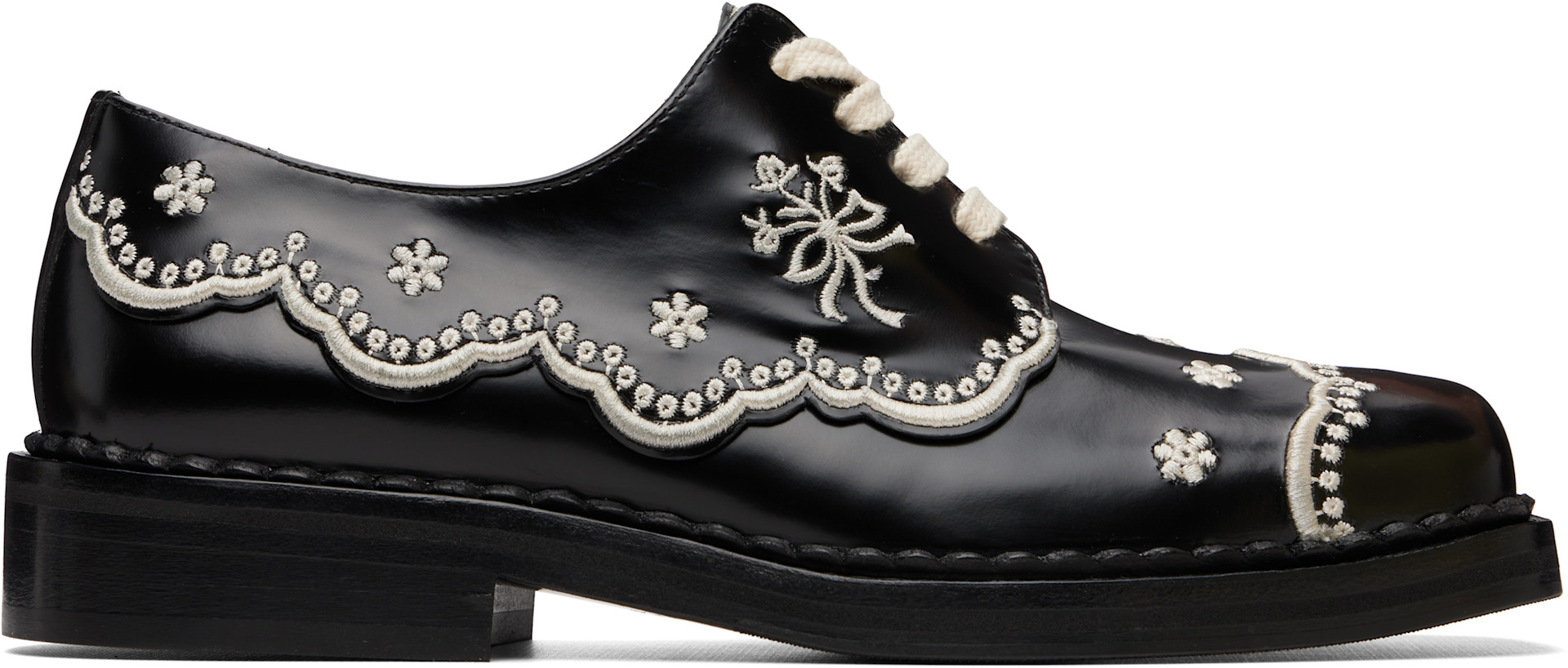 Simone Rocha - Black Floral Lace Brogue Derbys