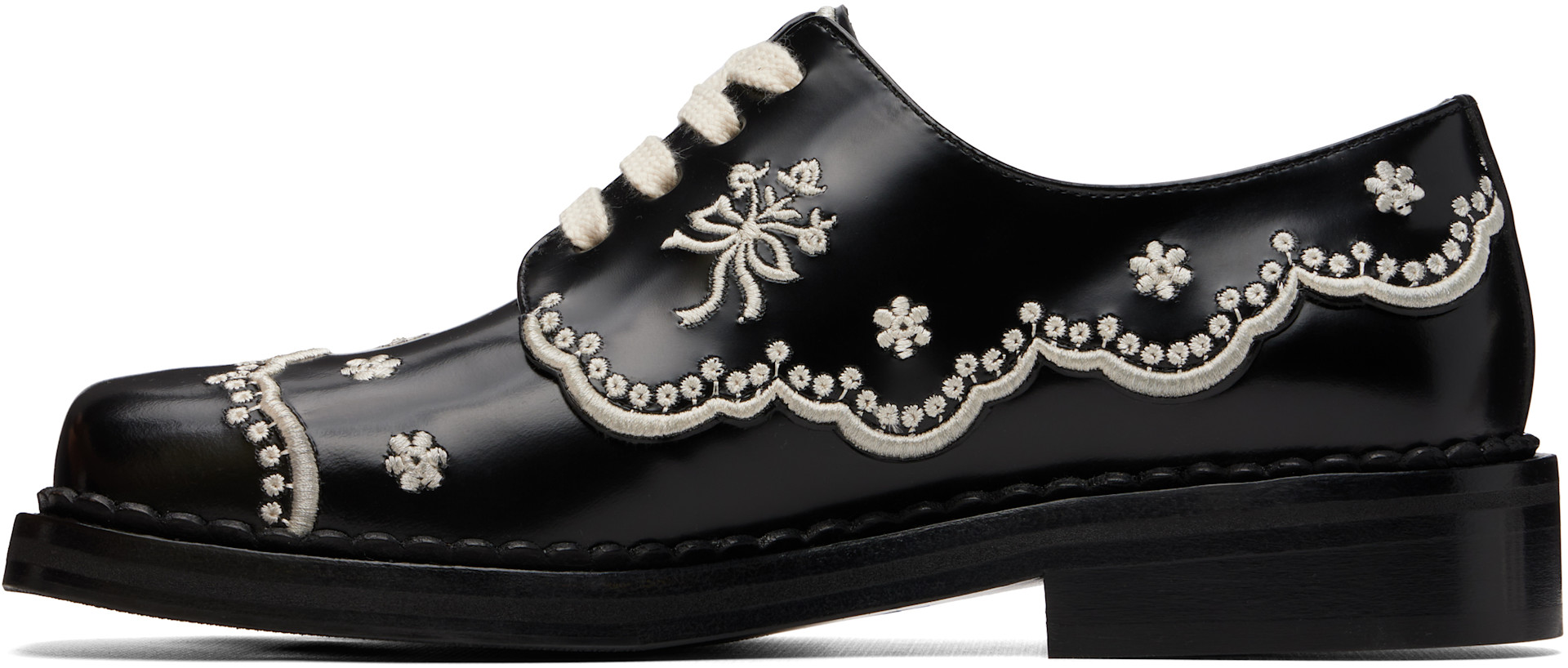 Simone Rocha - Black Floral Lace Brogue Derbys