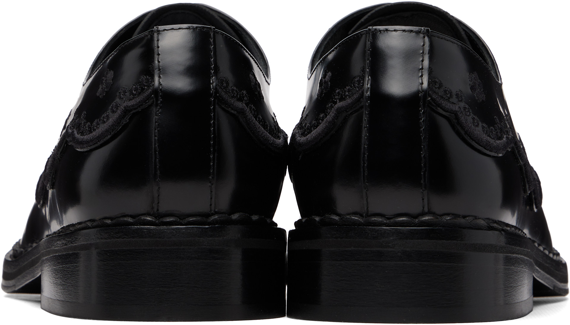 Simone Rocha ×  ビジュー シューズ Simone Rocha: Black Floral Lace Brogue Derbys | SSENSE