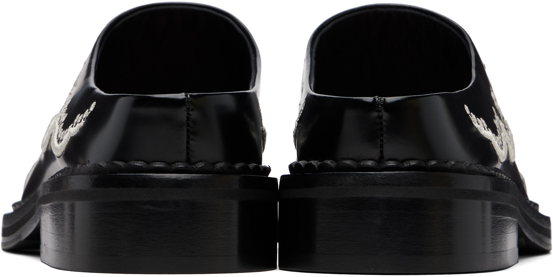 Simone Rocha: Black Floral Lace Mule Loafers | SSENSE