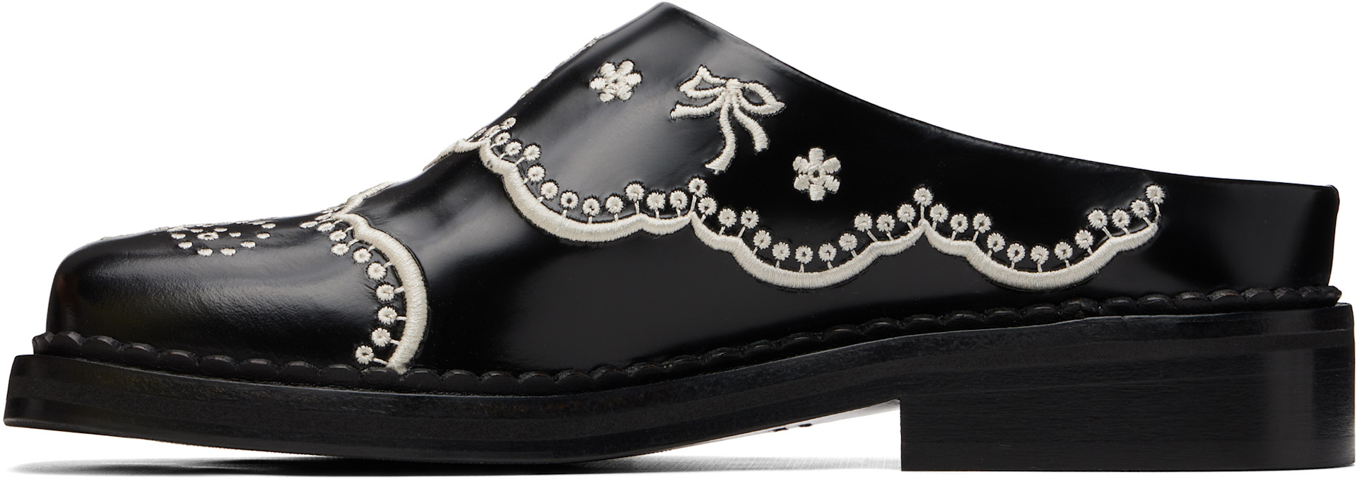 Simone Rocha - Black Floral Lace Mule Loafers